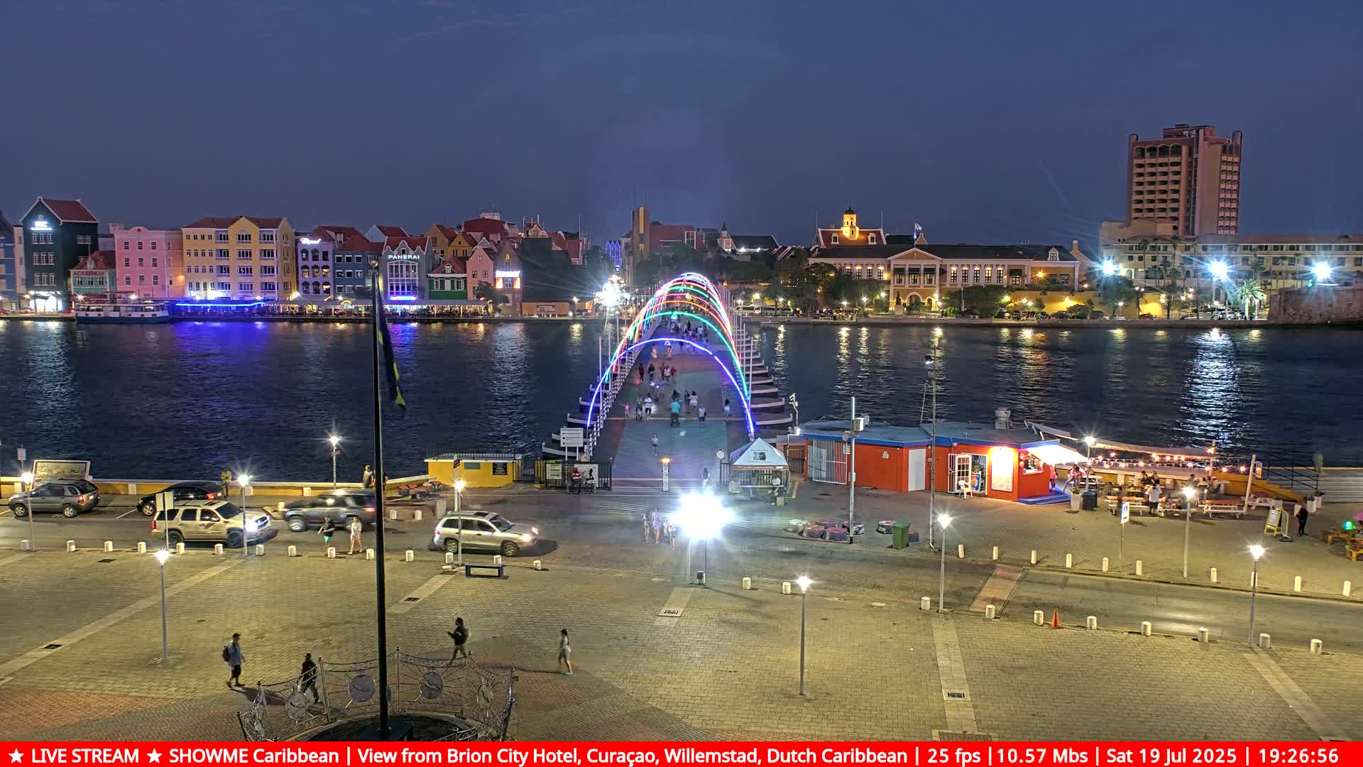 Willemstad City & The  Old Swinging  Bridge/ Queen Emma Bridge Live Cam -  Willemstad, Curacao, Netherland
