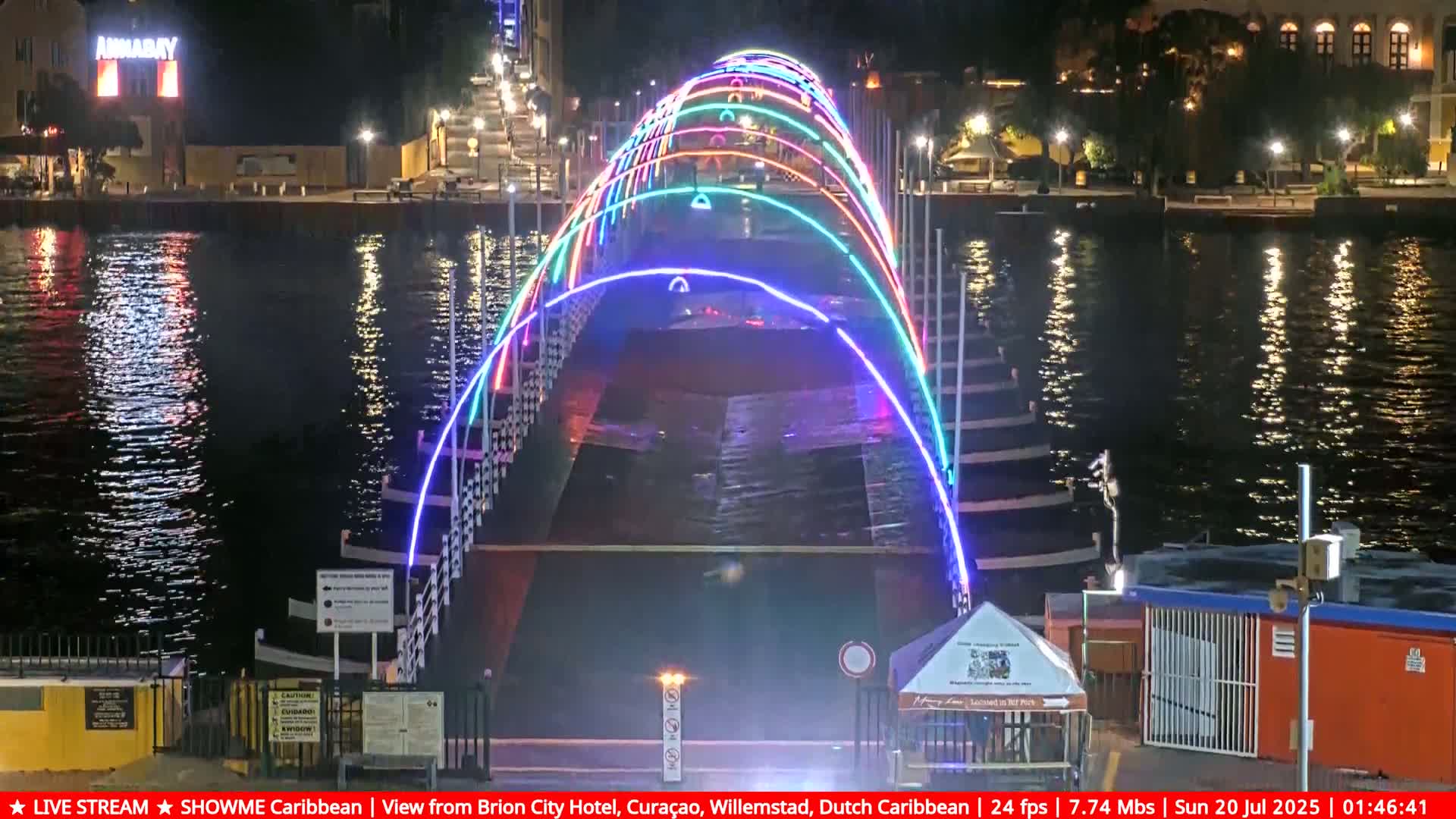 Willemstad City & The  Old Swinging  Bridge/ Queen Emma Bridge Live Cam -  Willemstad, Curacao, Netherland