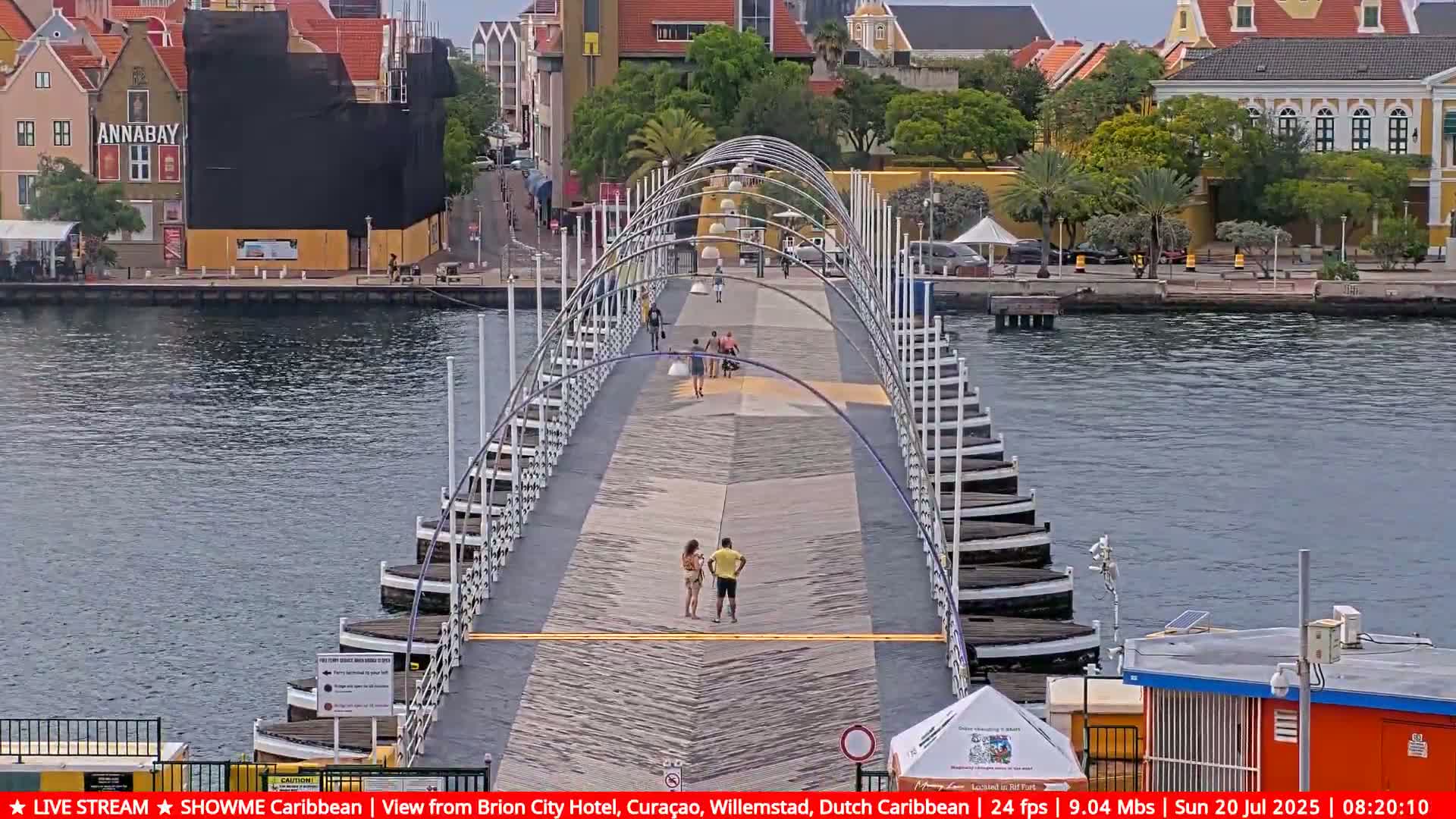 Willemstad City & The  Old Swinging  Bridge/ Queen Emma Bridge Live Cam -  Willemstad, Curacao, Netherland