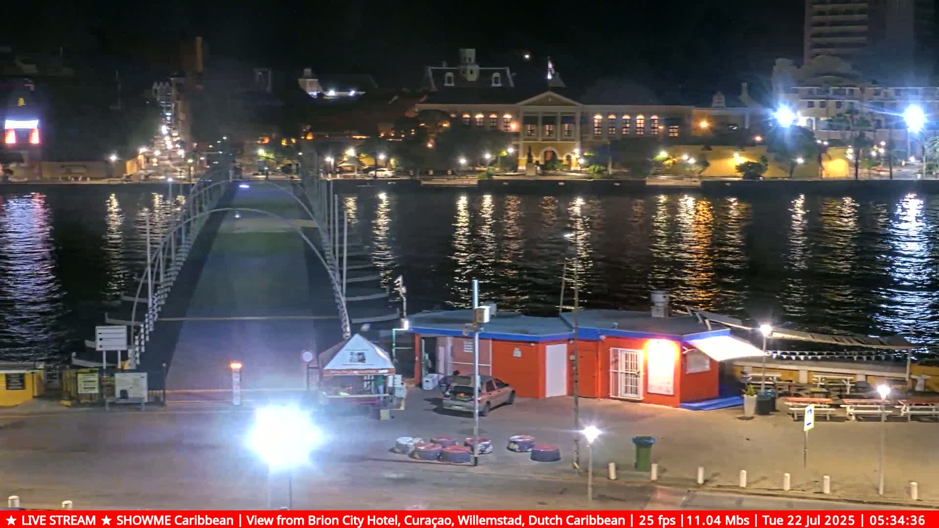 Willemstad City & The  Old Swinging  Bridge/ Queen Emma Bridge Live Cam -  Willemstad, Curacao, Netherland