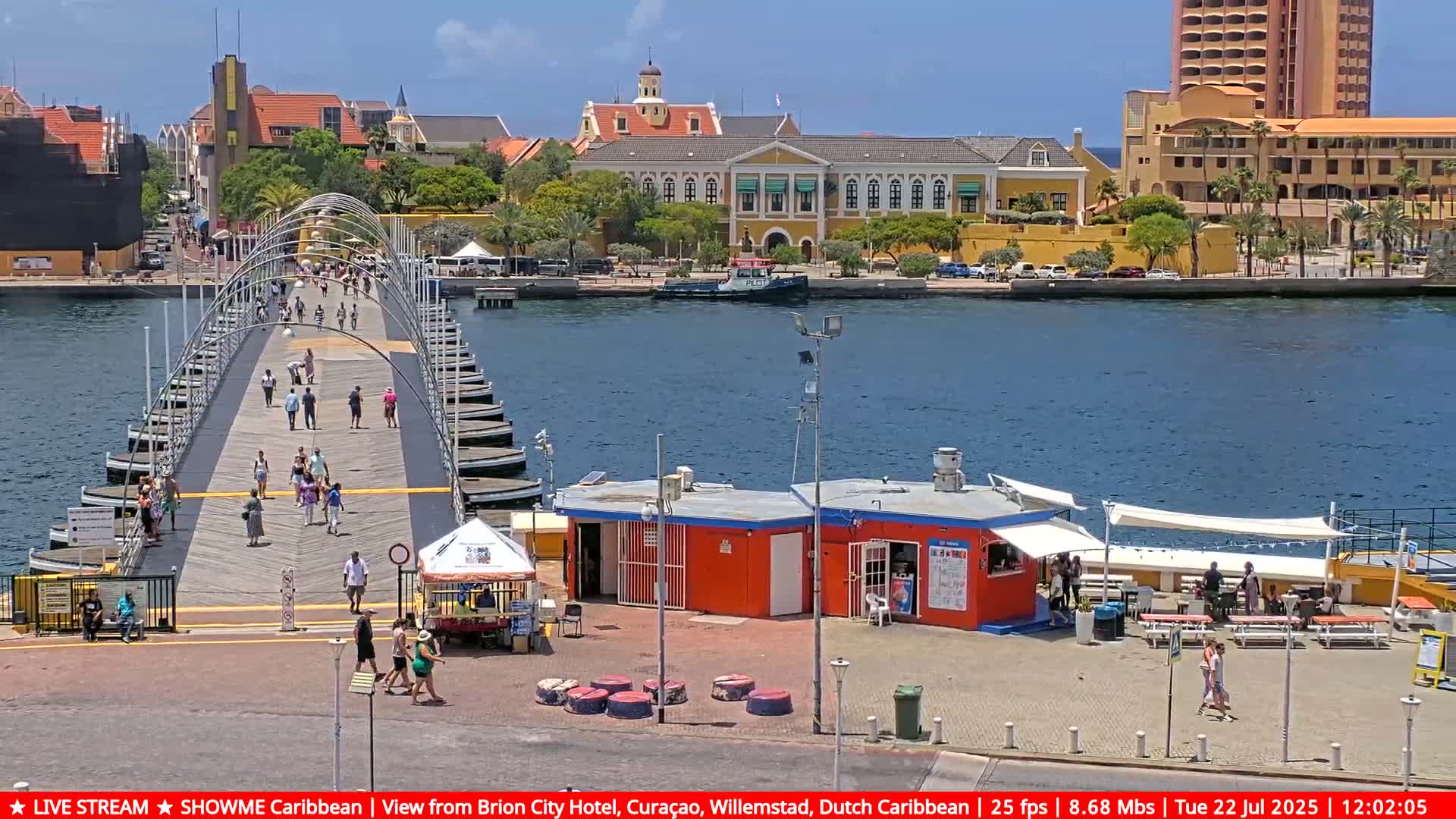 Willemstad City & The  Old Swinging  Bridge/ Queen Emma Bridge Live Cam -  Willemstad, Curacao, Netherland