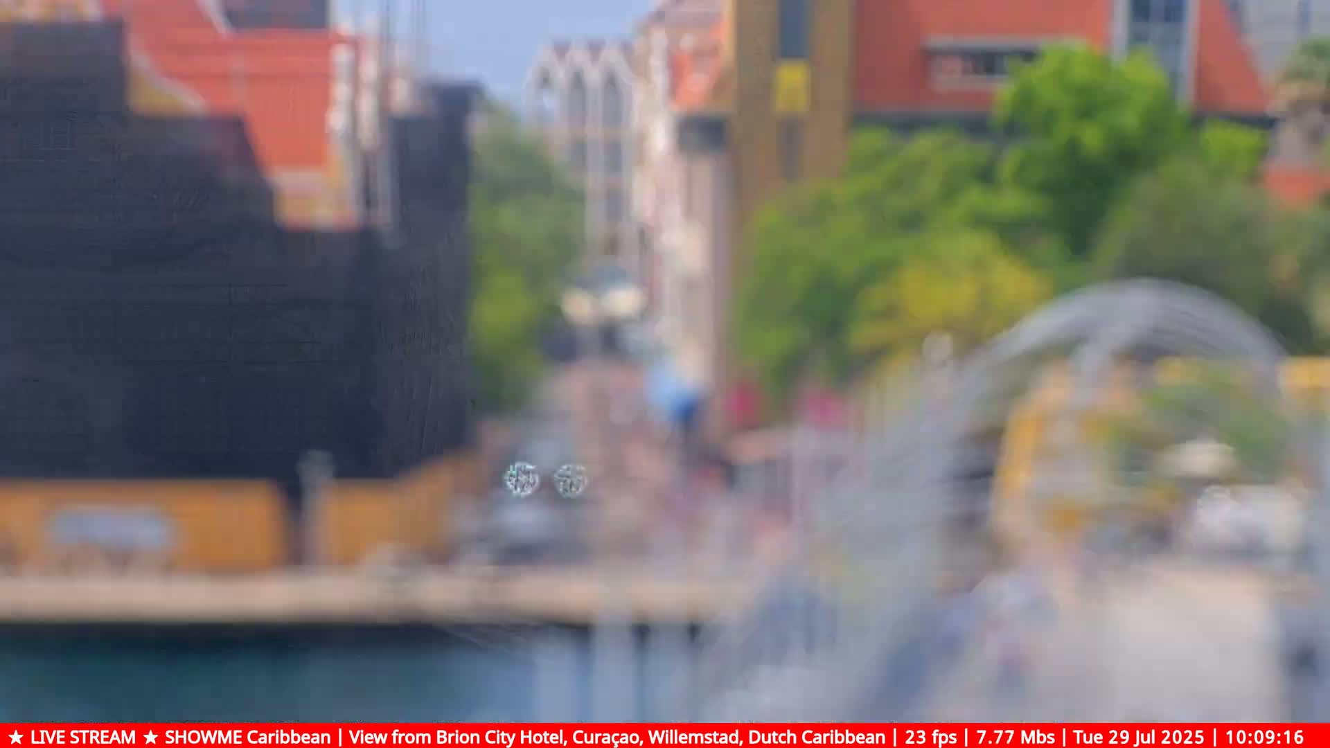Willemstad City & The  Old Swinging  Bridge/ Queen Emma Bridge Live Cam -  Willemstad, Curacao, Netherland