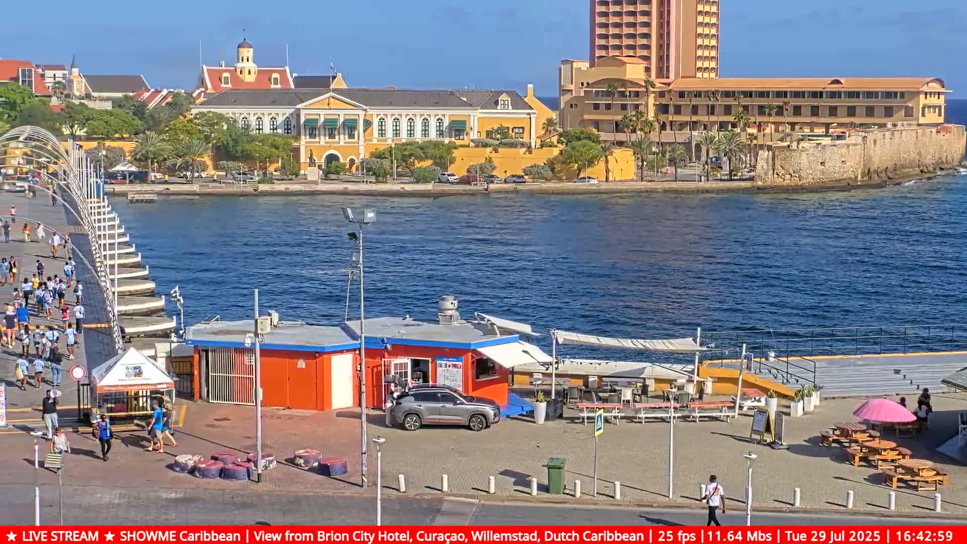 Willemstad City & The  Old Swinging  Bridge/ Queen Emma Bridge Live Cam -  Willemstad, Curacao, Netherland