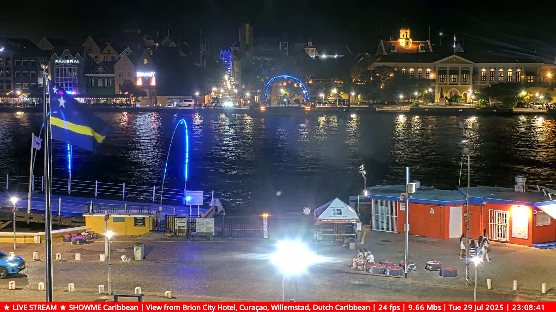 Willemstad City & The  Old Swinging  Bridge/ Queen Emma Bridge Live Cam -  Willemstad, Curacao, Netherland