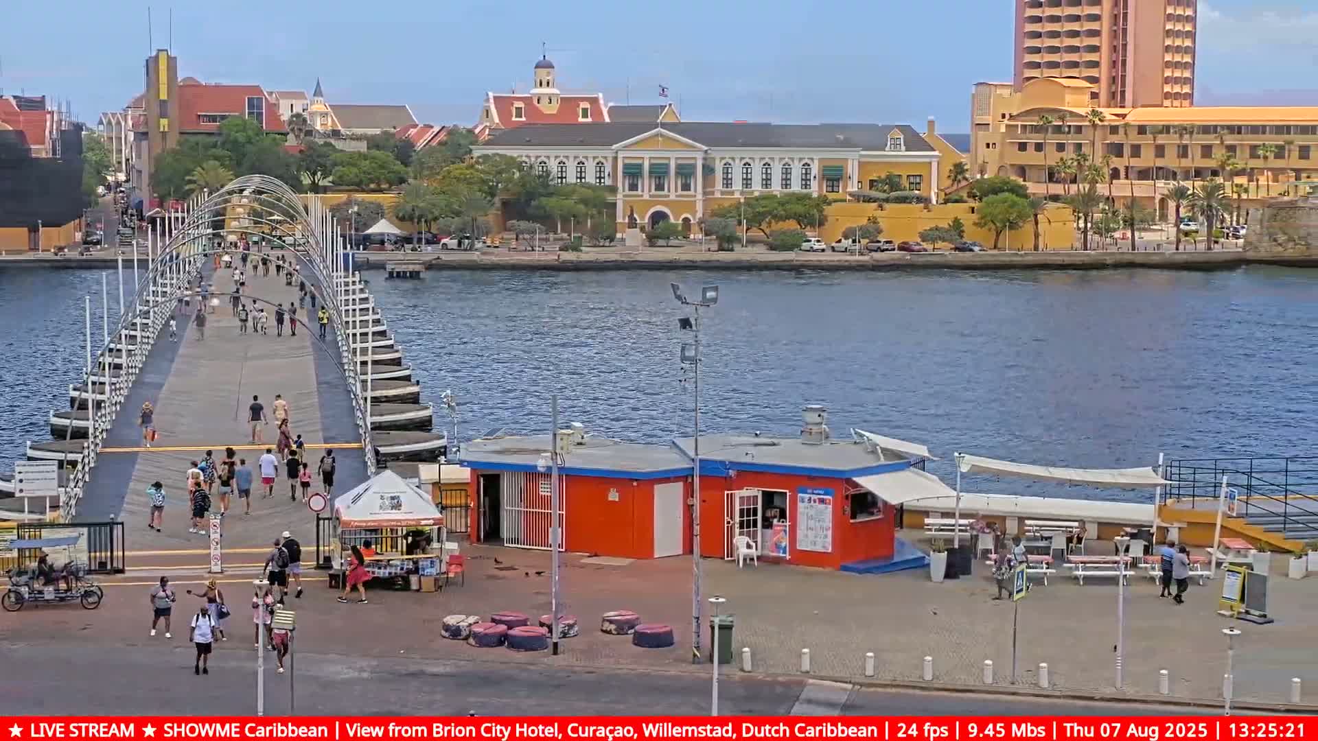 Willemstad City & The  Old Swinging  Bridge/ Queen Emma Bridge Live Cam -  Willemstad, Curacao, Netherland