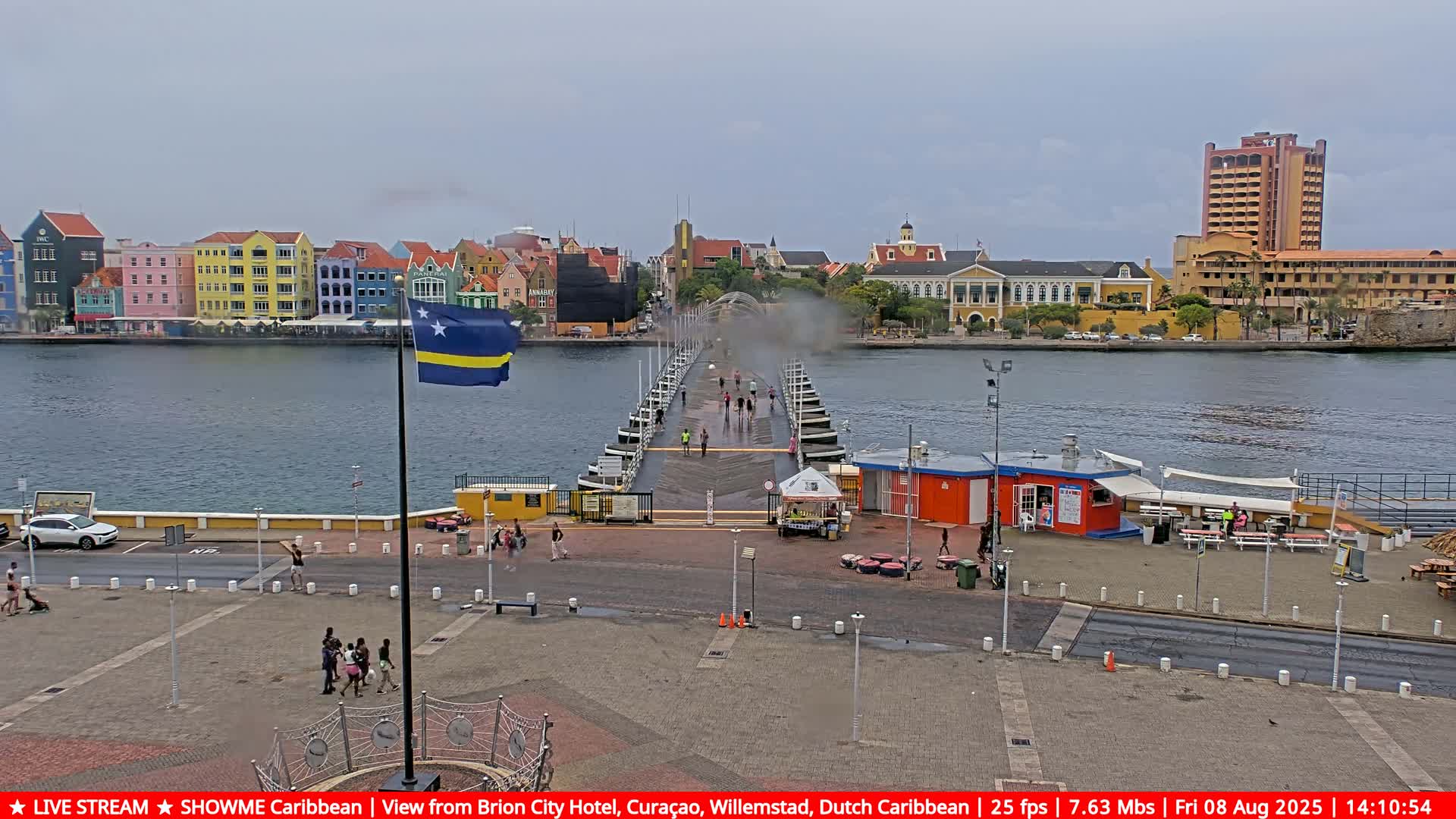 Willemstad City & The  Old Swinging  Bridge/ Queen Emma Bridge Live Cam -  Willemstad, Curacao, Netherland