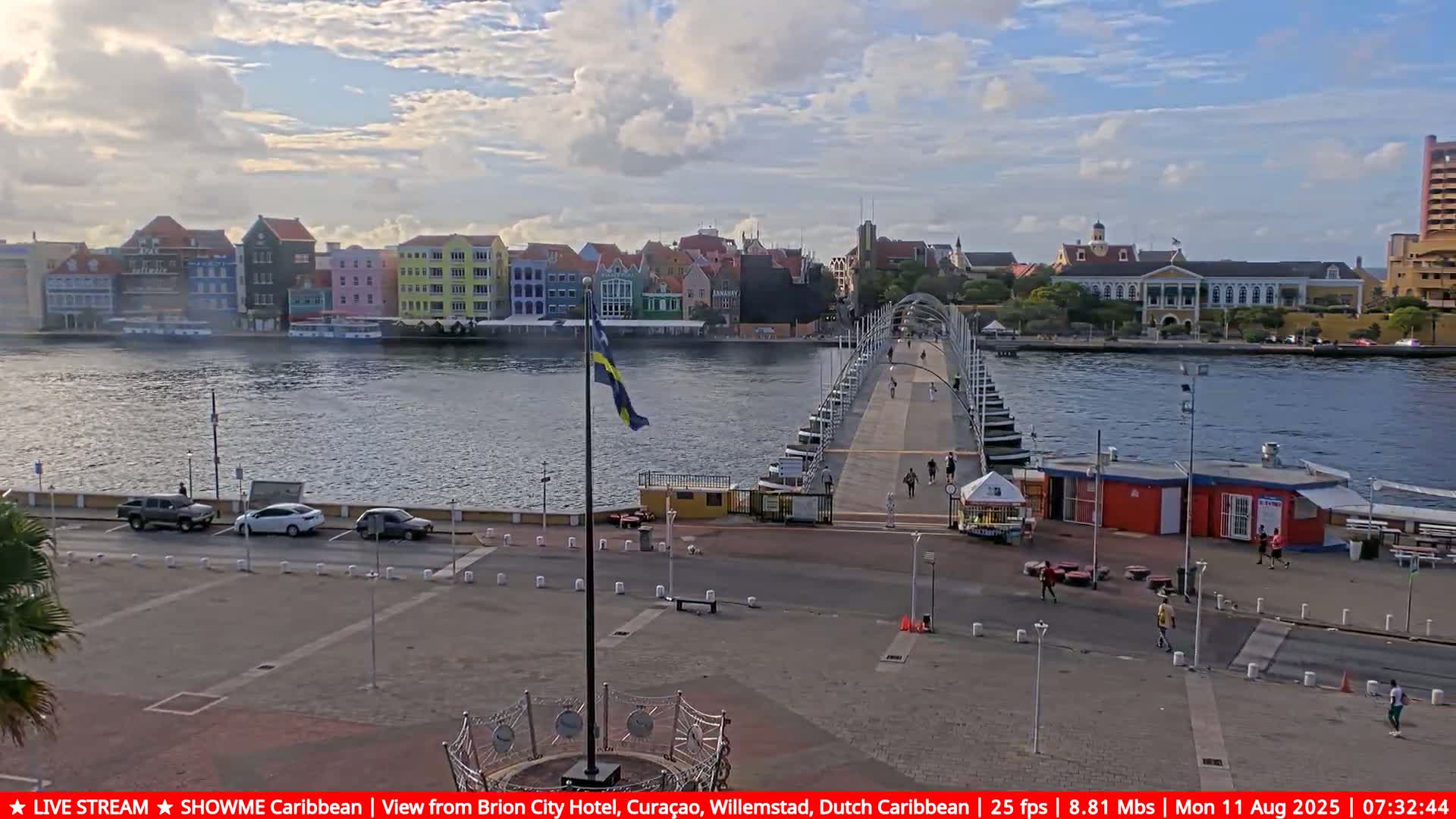 Willemstad City & The  Old Swinging  Bridge/ Queen Emma Bridge Live Cam -  Willemstad, Curacao, Netherland