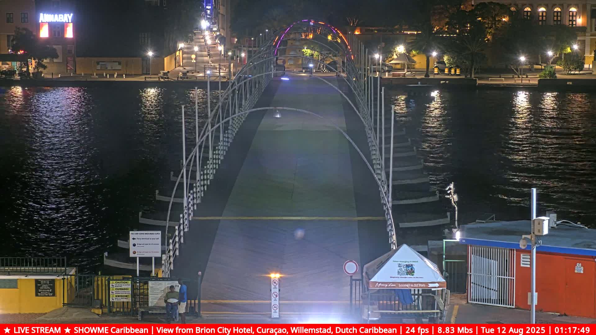 Willemstad City & The  Old Swinging  Bridge/ Queen Emma Bridge Live Cam -  Willemstad, Curacao, Netherland