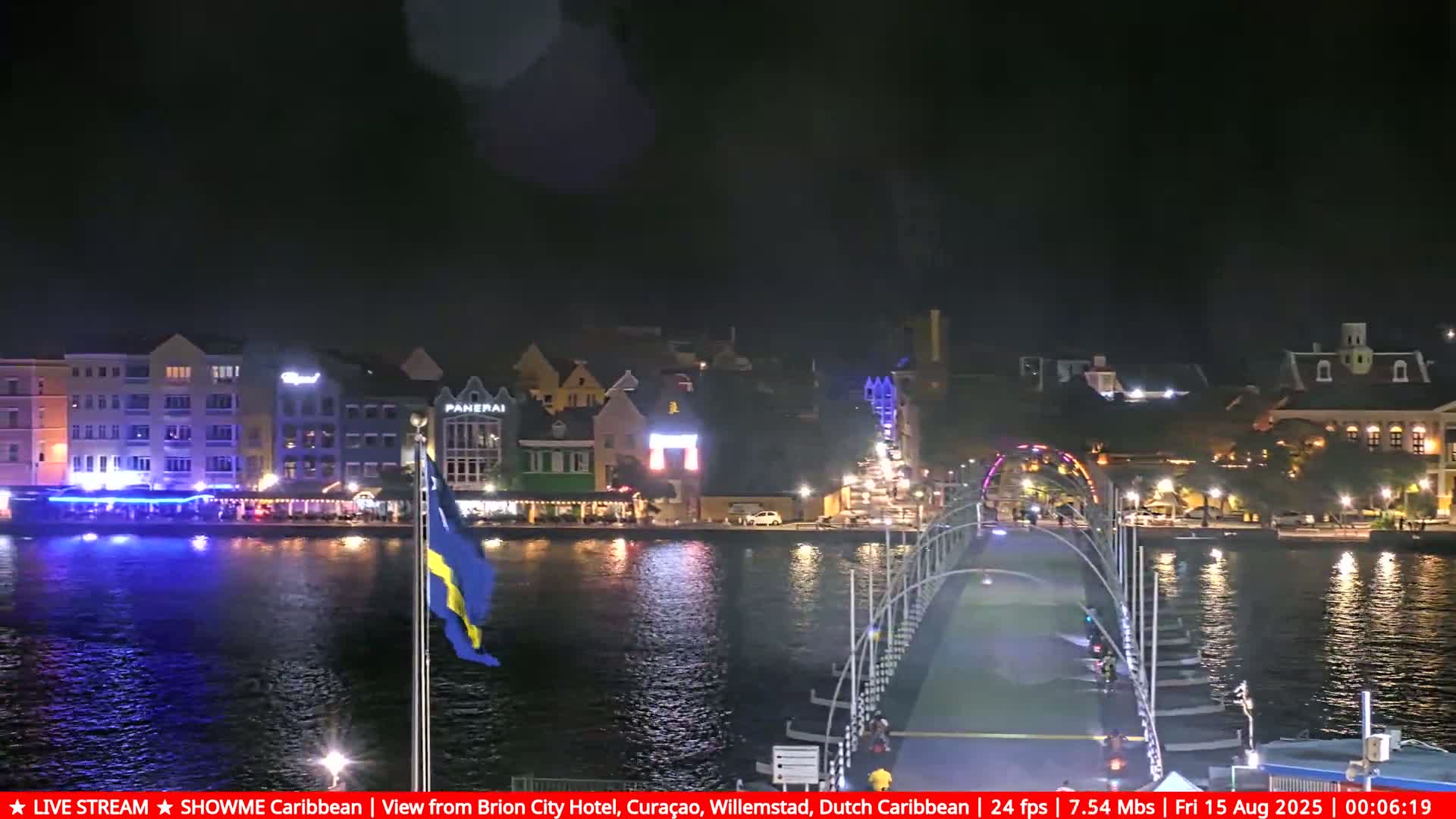 Willemstad City & The  Old Swinging  Bridge/ Queen Emma Bridge Live Cam -  Willemstad, Curacao, Netherland