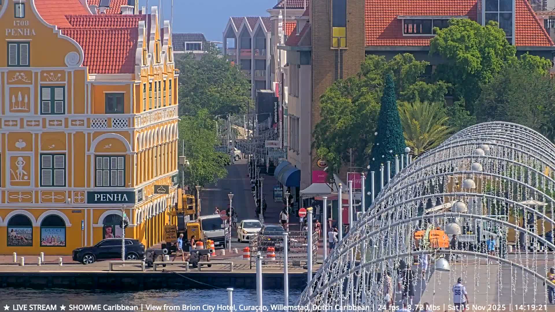 Willemstad City & The  Old Swinging  Bridge/ Queen Emma Bridge Live Cam -  Willemstad, Curacao, Netherland