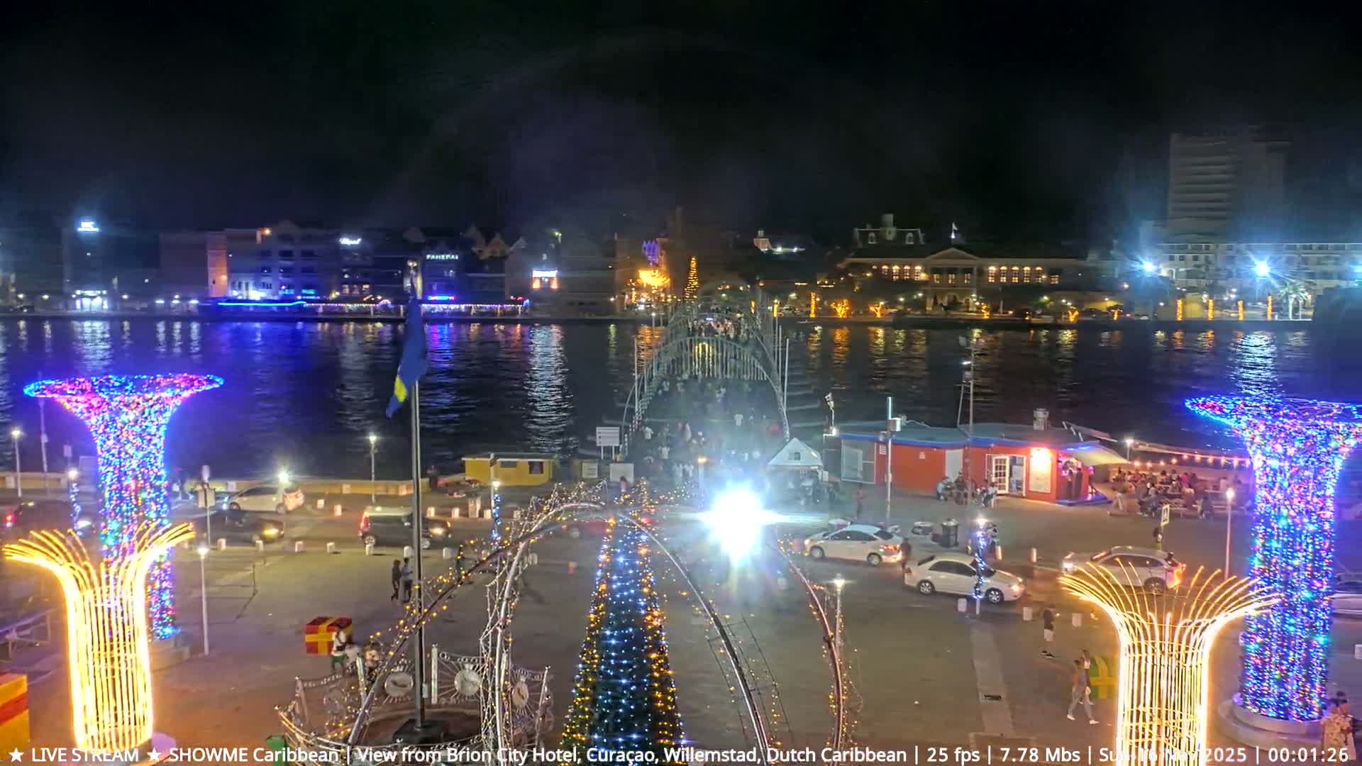 Willemstad City & The  Old Swinging  Bridge/ Queen Emma Bridge Live Cam -  Willemstad, Curacao, Netherland