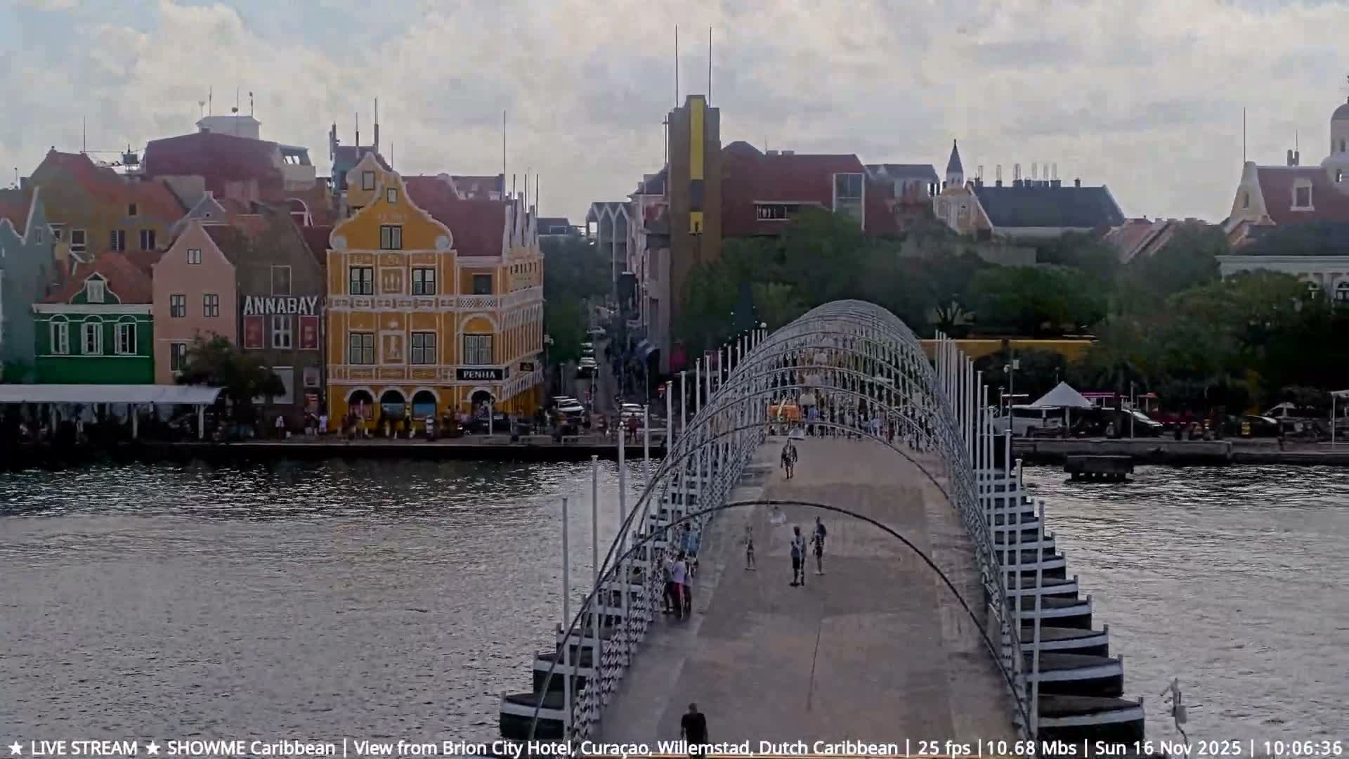Willemstad City & The  Old Swinging  Bridge/ Queen Emma Bridge Live Cam -  Willemstad, Curacao, Netherland