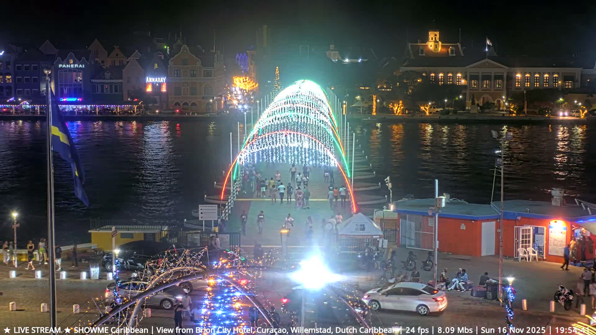 Willemstad City & The  Old Swinging  Bridge/ Queen Emma Bridge Live Cam -  Willemstad, Curacao, Netherland