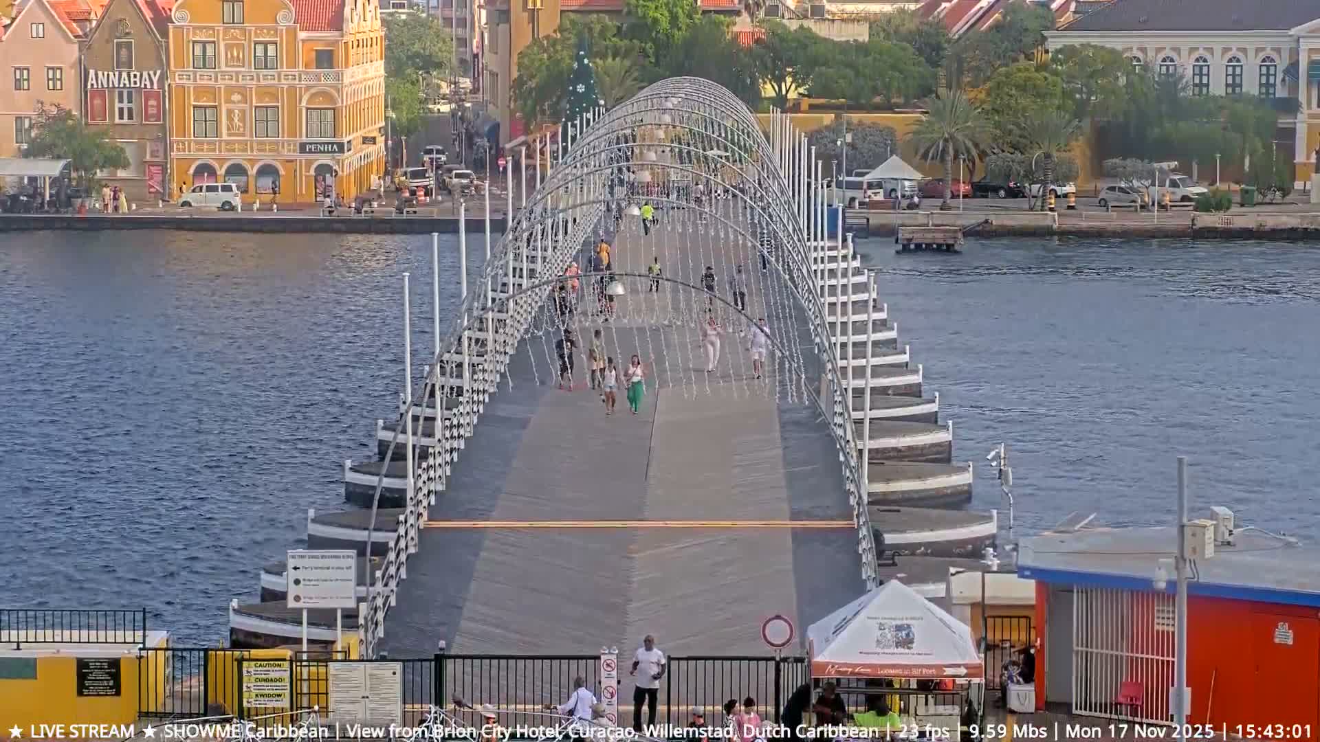 Willemstad City & The  Old Swinging  Bridge/ Queen Emma Bridge Live Cam -  Willemstad, Curacao, Netherland