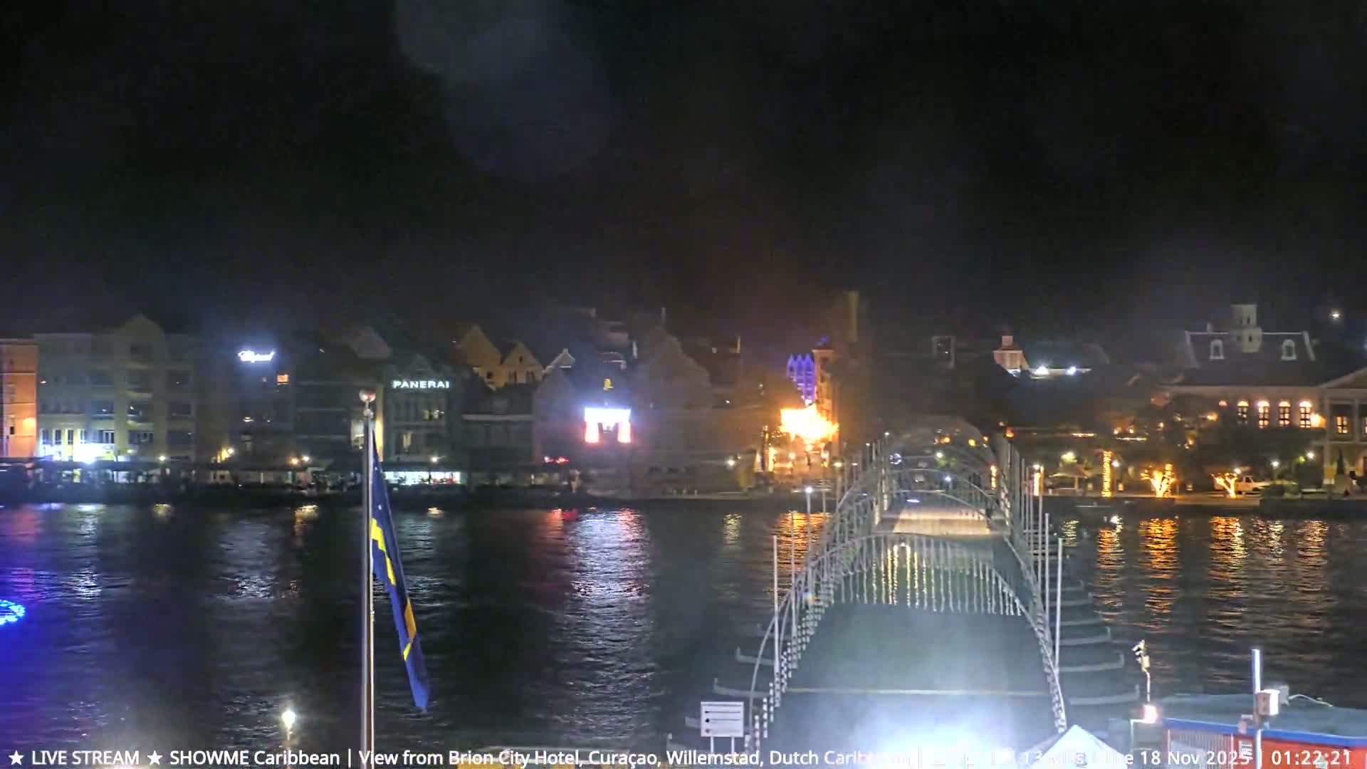 Willemstad City & The  Old Swinging  Bridge/ Queen Emma Bridge Live Cam -  Willemstad, Curacao, Netherland