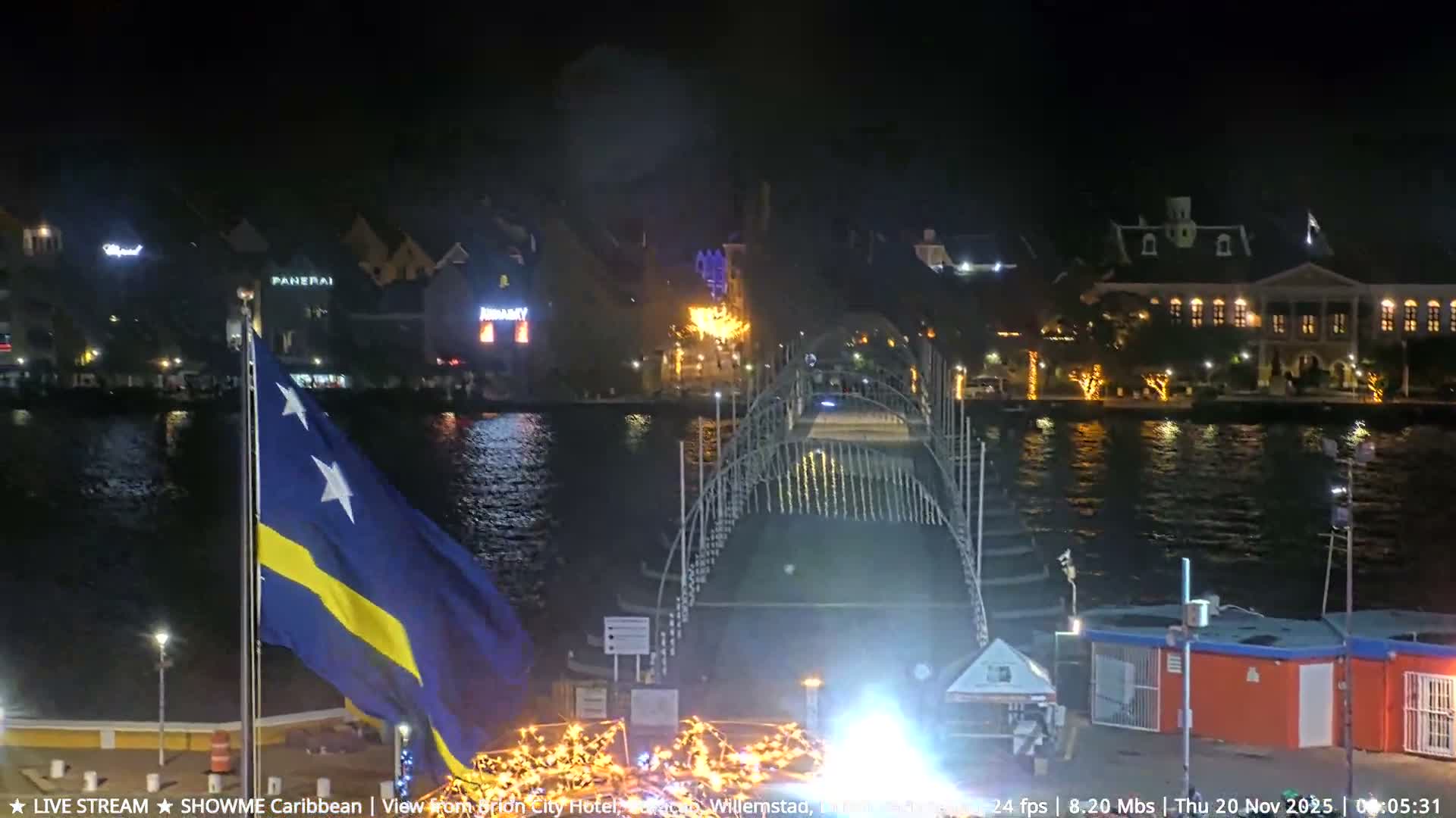Willemstad City & The  Old Swinging  Bridge/ Queen Emma Bridge Live Cam -  Willemstad, Curacao, Netherland