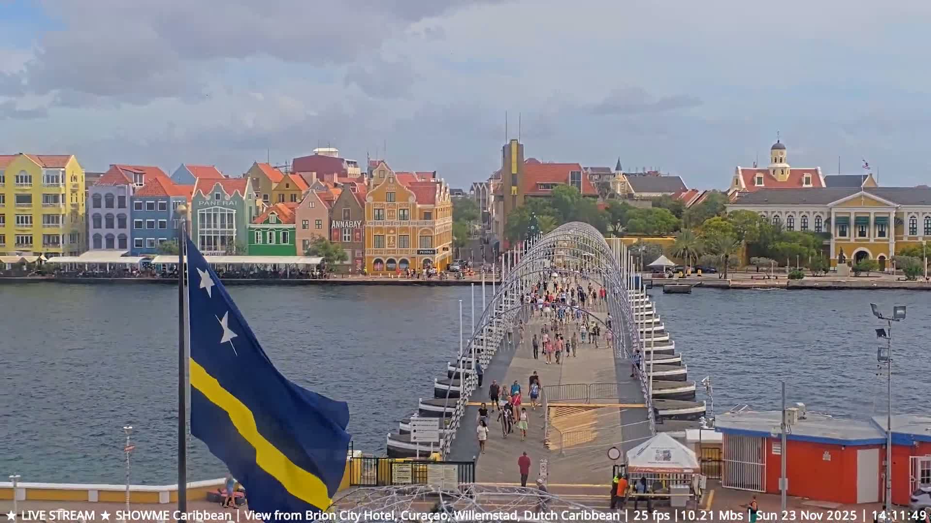Willemstad City & The  Old Swinging  Bridge/ Queen Emma Bridge Live Cam -  Willemstad, Curacao, Netherland