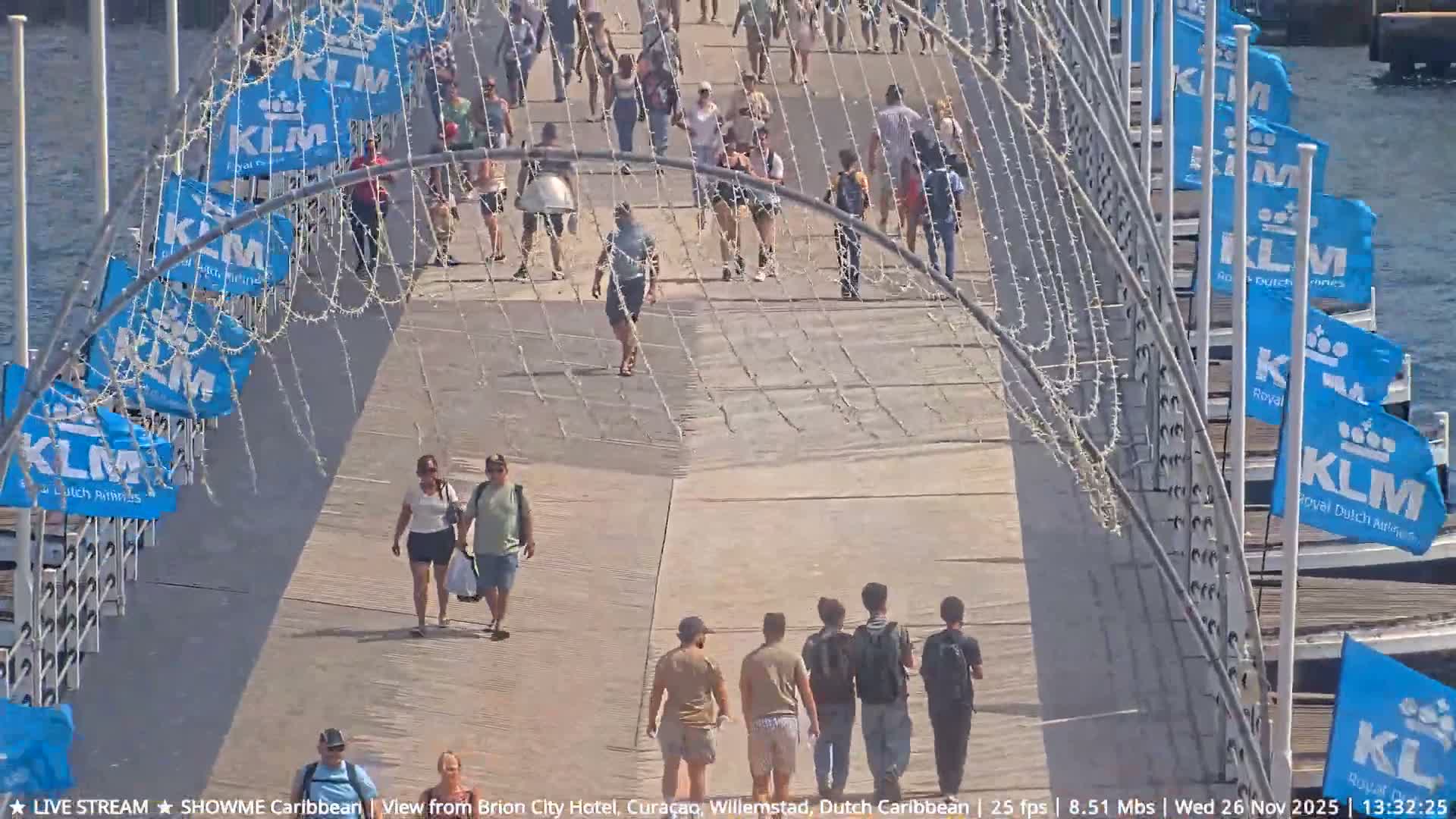 Willemstad City & The  Old Swinging  Bridge/ Queen Emma Bridge Live Cam -  Willemstad, Curacao, Netherland