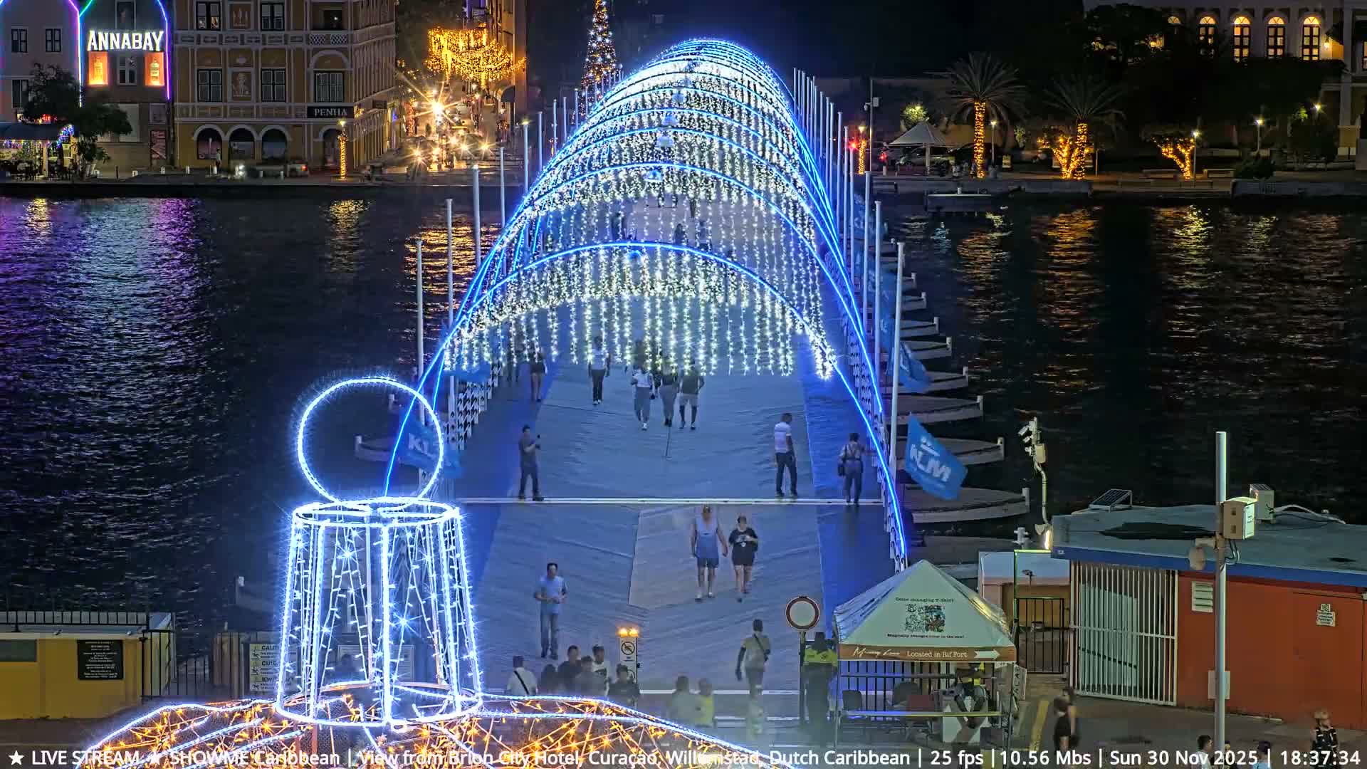 Willemstad City & The  Old Swinging  Bridge/ Queen Emma Bridge Live Cam -  Willemstad, Curacao, Netherland