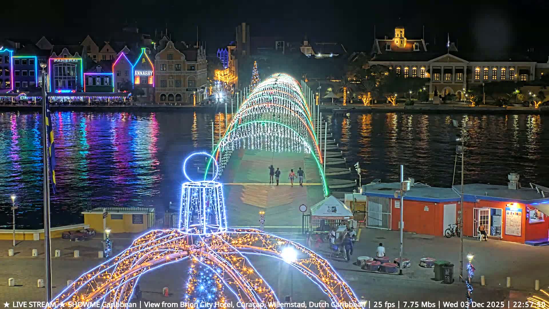 Willemstad City & The  Old Swinging  Bridge/ Queen Emma Bridge Live Cam -  Willemstad, Curacao, Netherland