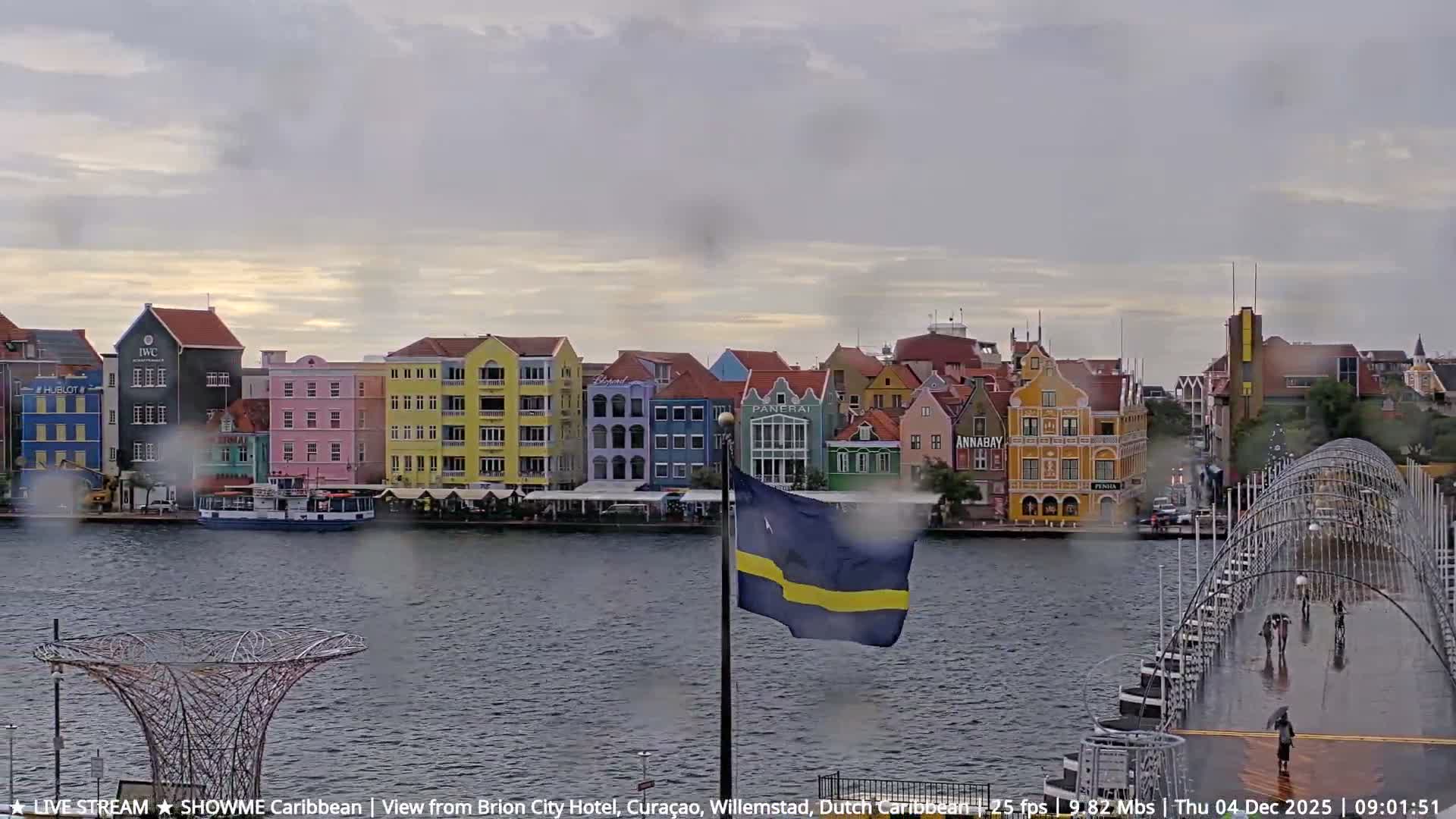 Willemstad City & The  Old Swinging  Bridge/ Queen Emma Bridge Live Cam -  Willemstad, Curacao, Netherland