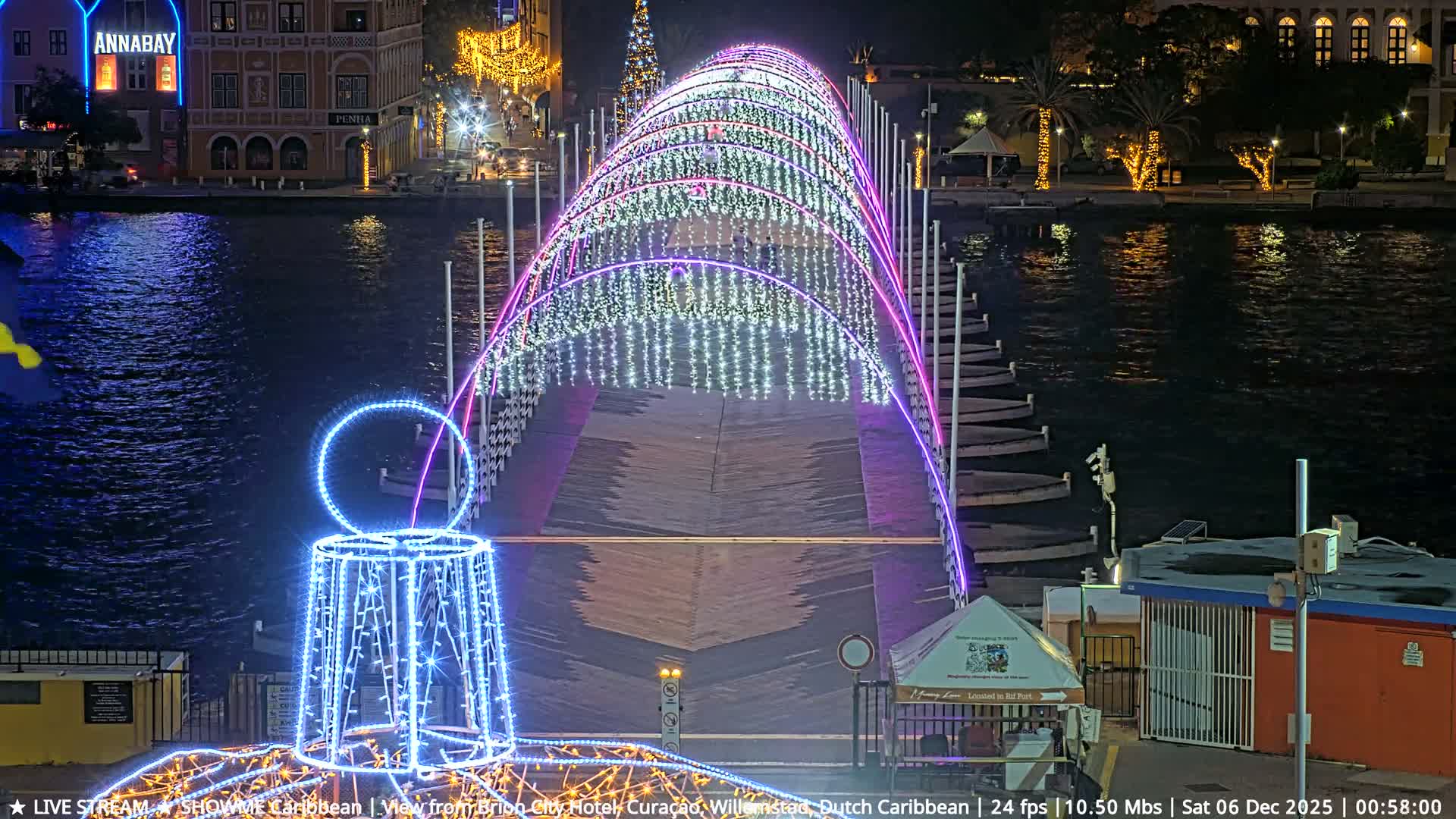 Willemstad City & The  Old Swinging  Bridge/ Queen Emma Bridge Live Cam -  Willemstad, Curacao, Netherland