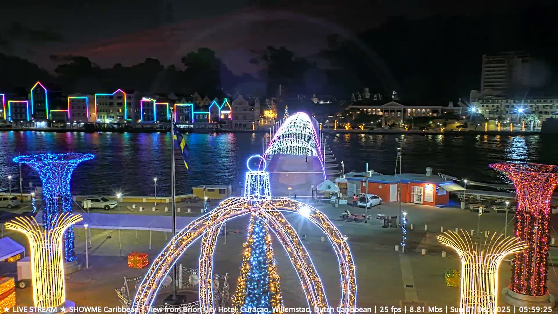 Willemstad City & The  Old Swinging  Bridge/ Queen Emma Bridge Live Cam -  Willemstad, Curacao, Netherland