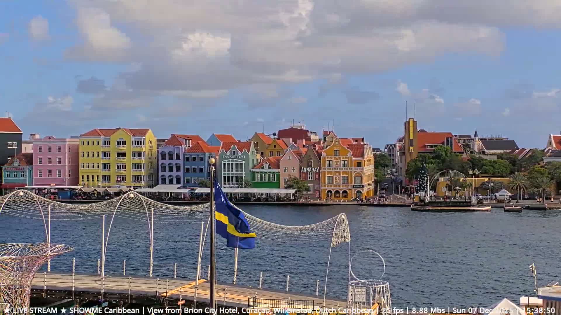 Willemstad City & The  Old Swinging  Bridge/ Queen Emma Bridge Live Cam -  Willemstad, Curacao, Netherland