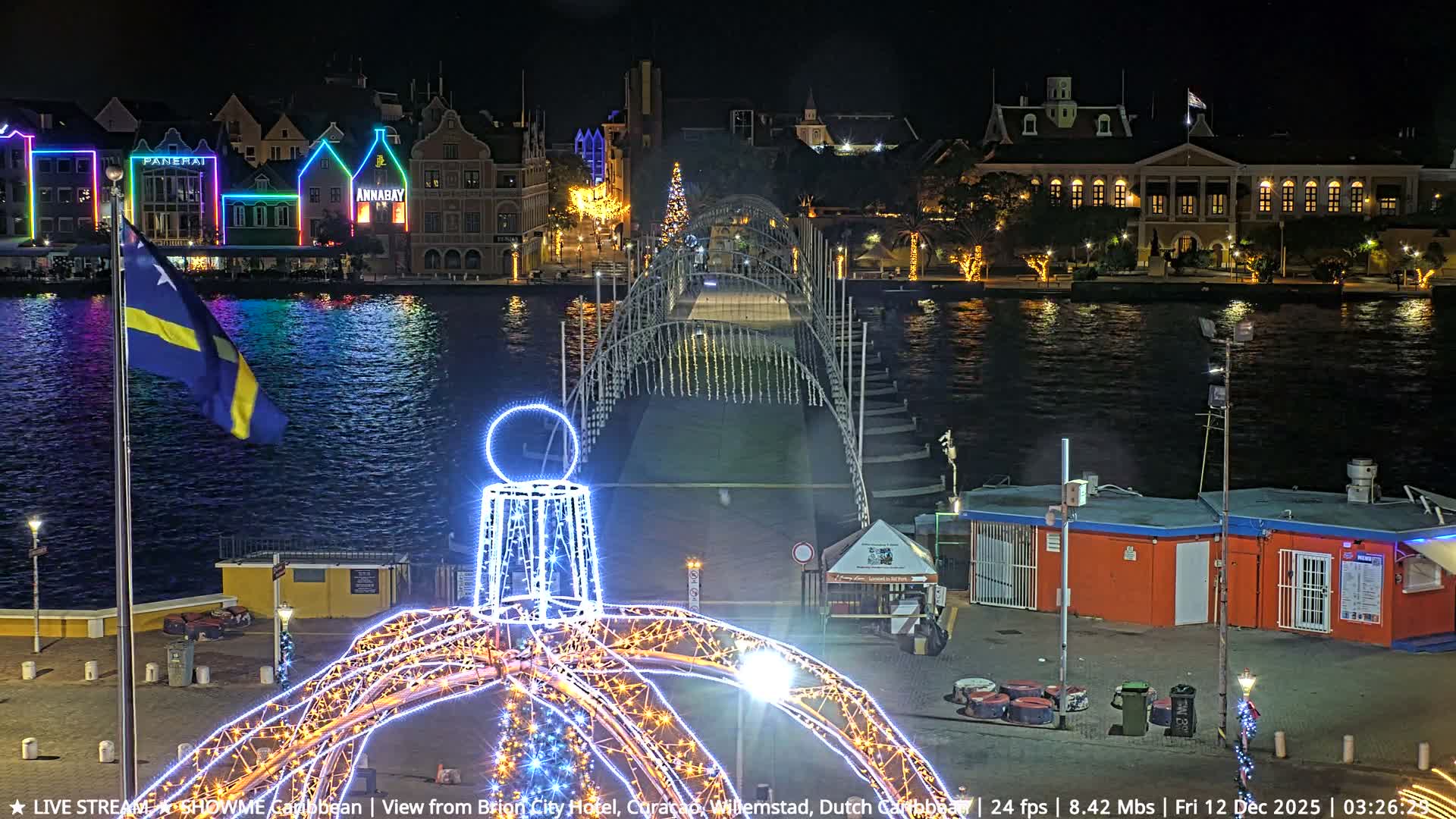 Willemstad City & The  Old Swinging  Bridge/ Queen Emma Bridge Live Cam -  Willemstad, Curacao, Netherland
