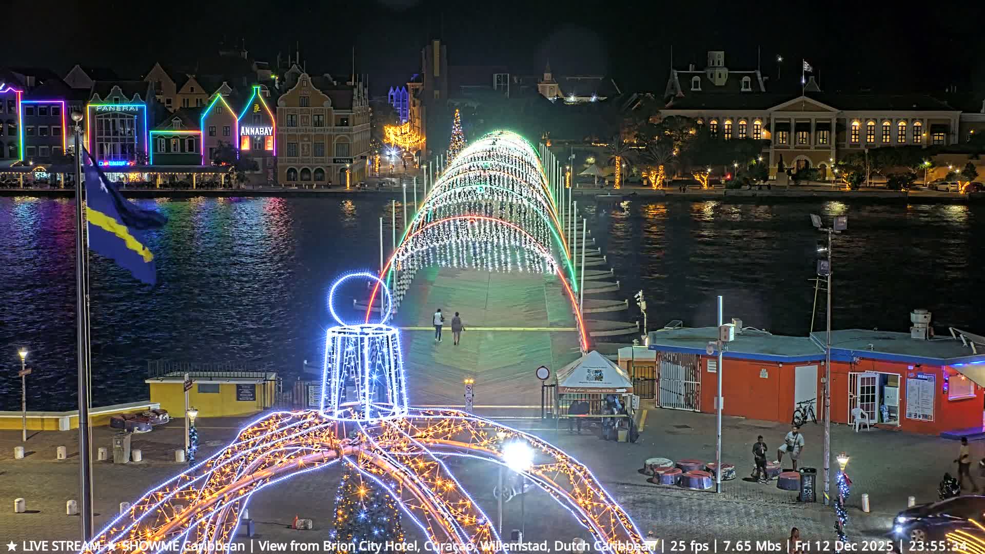 Willemstad City & The  Old Swinging  Bridge/ Queen Emma Bridge Live Cam -  Willemstad, Curacao, Netherland
