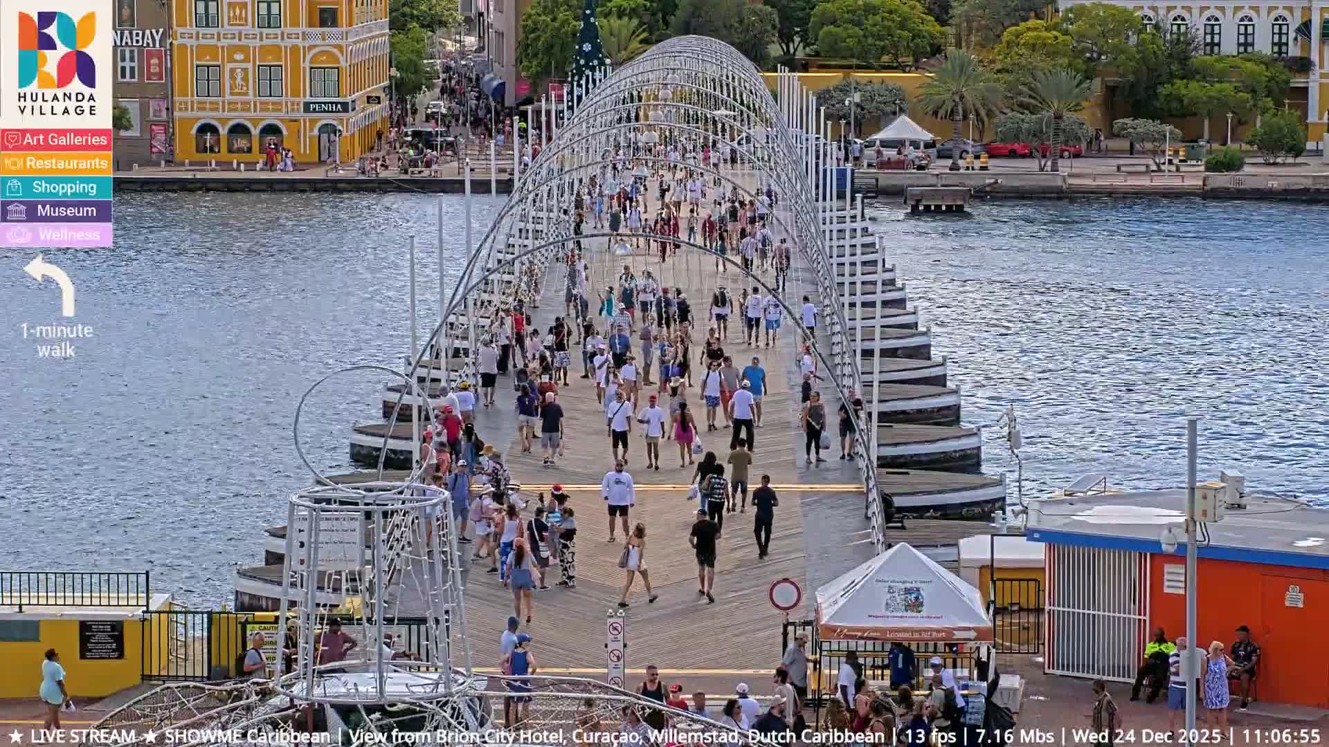 Willemstad City & The  Old Swinging  Bridge/ Queen Emma Bridge Live Cam -  Willemstad, Curacao, Netherland