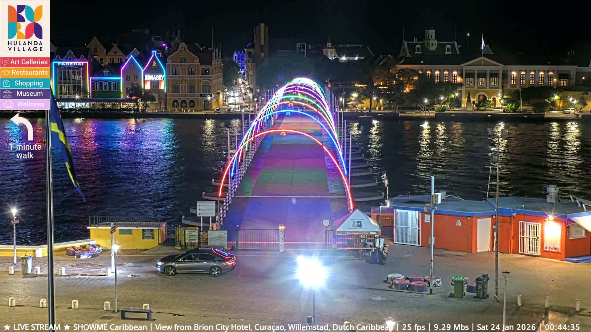 Willemstad City & The  Old Swinging  Bridge/ Queen Emma Bridge Live Cam -  Willemstad, Curacao, Netherland