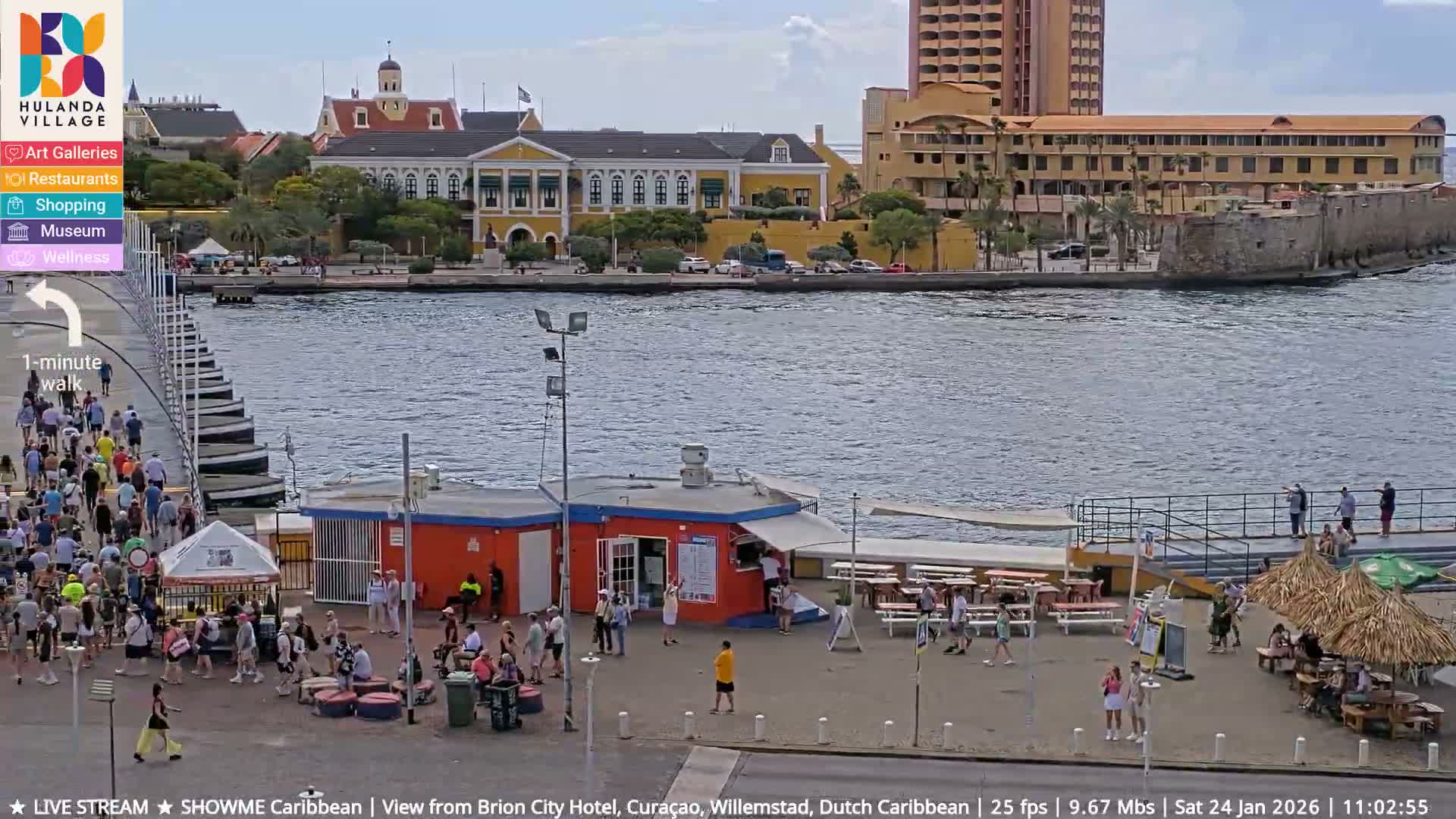 Willemstad City & The  Old Swinging  Bridge/ Queen Emma Bridge Live Cam -  Willemstad, Curacao, Netherland