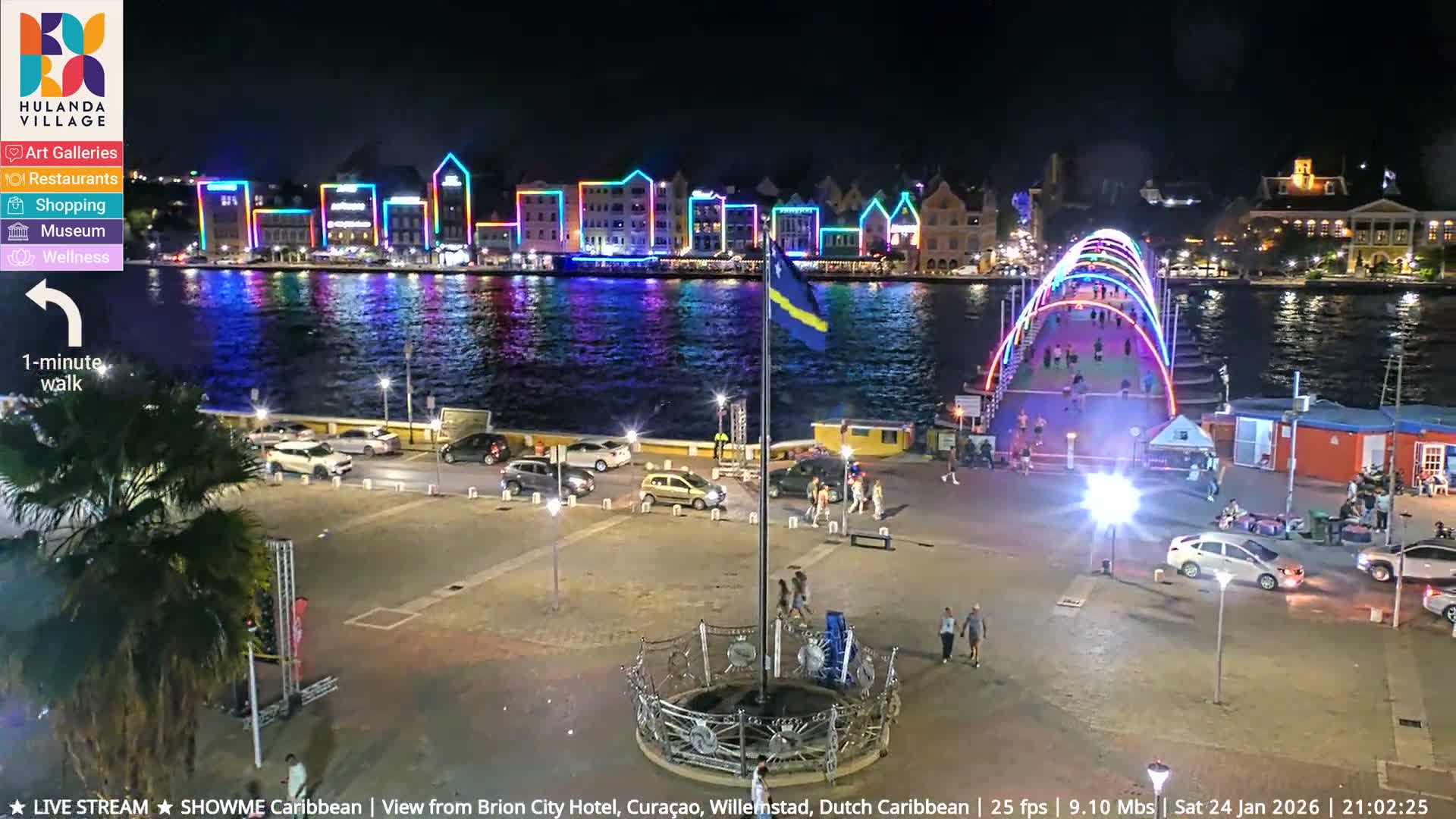 Willemstad City & The  Old Swinging  Bridge/ Queen Emma Bridge Live Cam -  Willemstad, Curacao, Netherland