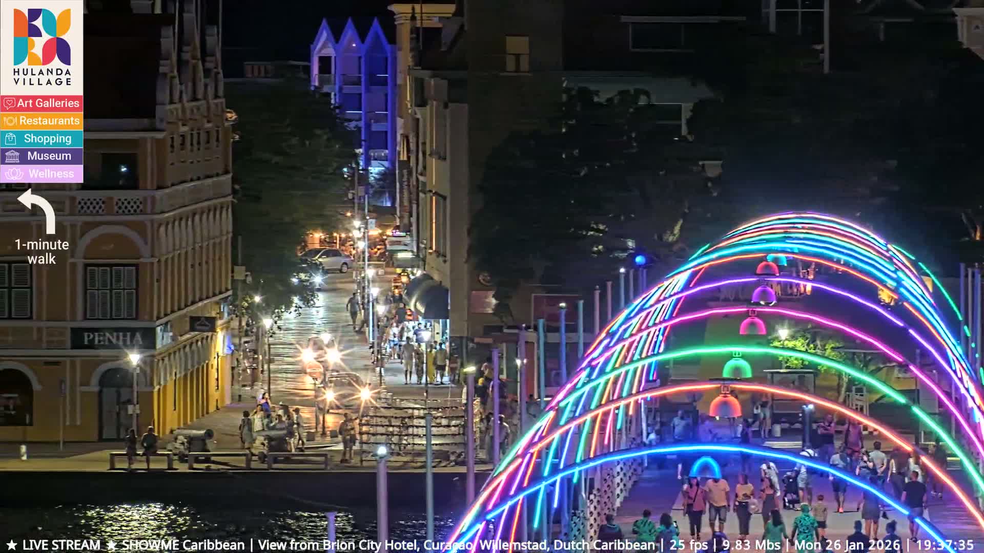 Willemstad City & The  Old Swinging  Bridge/ Queen Emma Bridge Live Cam -  Willemstad, Curacao, Netherland