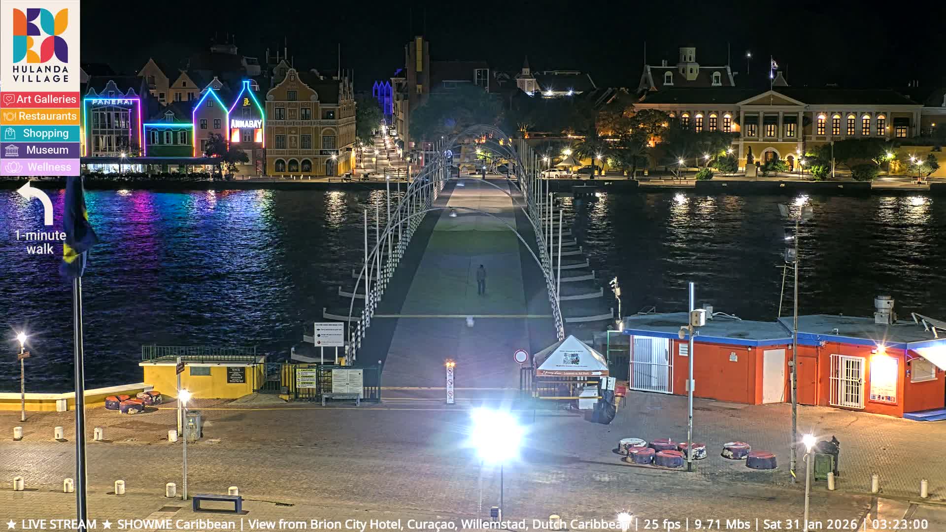 Willemstad City & The  Old Swinging  Bridge/ Queen Emma Bridge Live Cam -  Willemstad, Curacao, Netherland