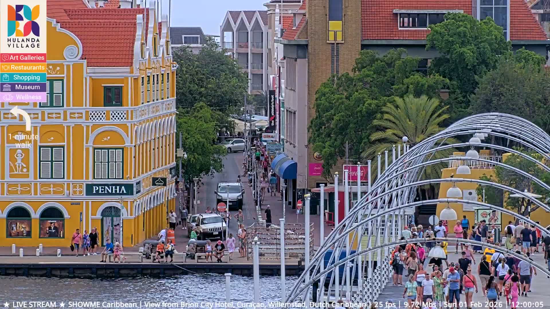 Willemstad City & The  Old Swinging  Bridge/ Queen Emma Bridge Live Cam -  Willemstad, Curacao, Netherland