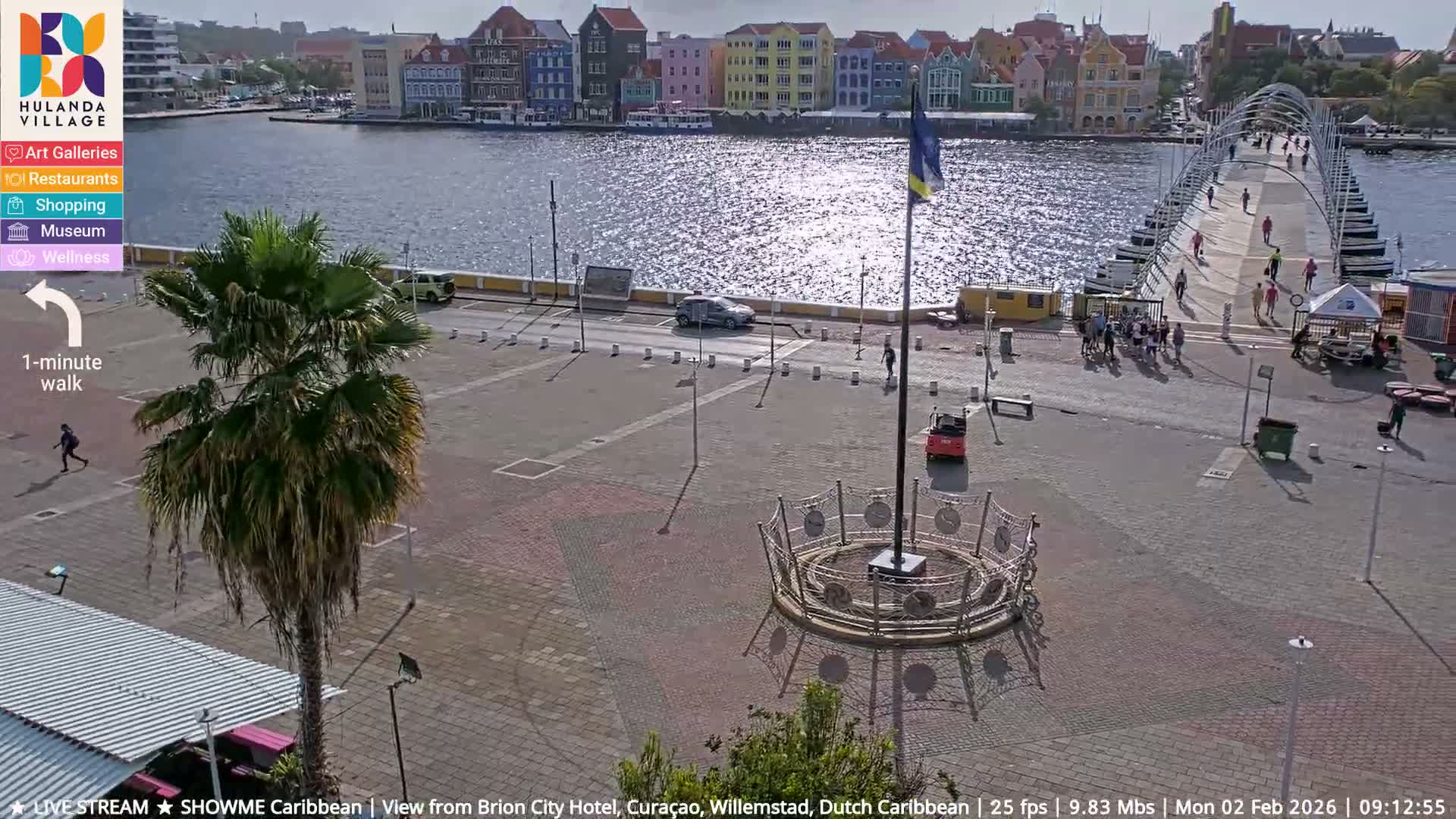 Willemstad City & The  Old Swinging  Bridge/ Queen Emma Bridge Live Cam -  Willemstad, Curacao, Netherland