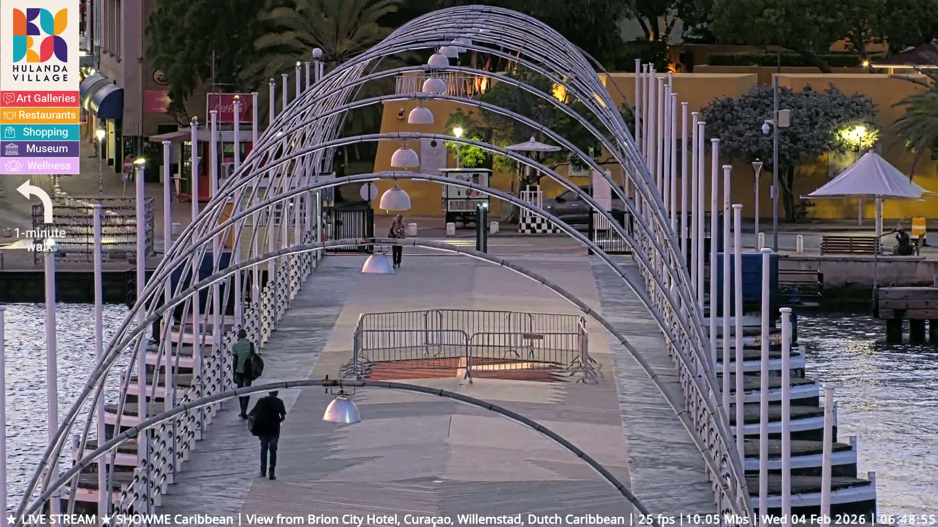 Willemstad City & The  Old Swinging  Bridge/ Queen Emma Bridge Live Cam -  Willemstad, Curacao, Netherland