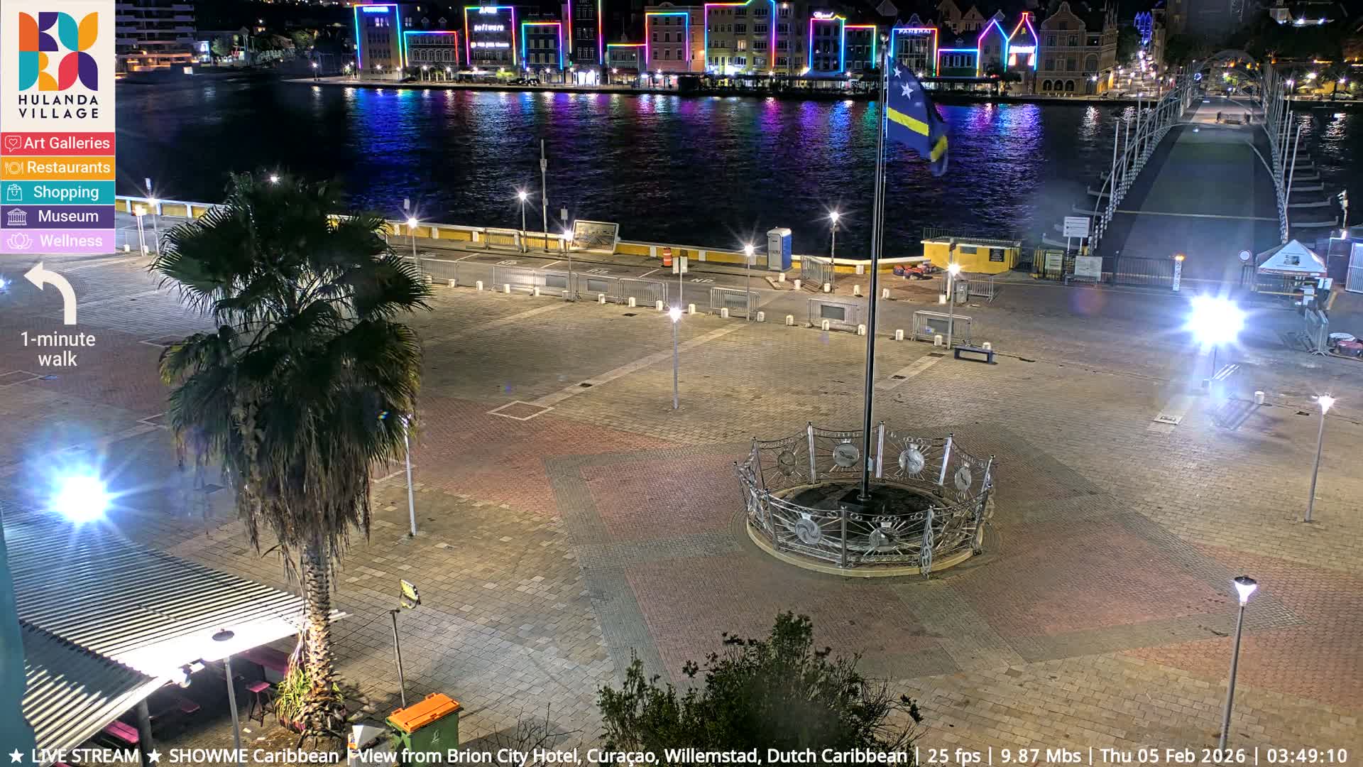 Willemstad City & The  Old Swinging  Bridge/ Queen Emma Bridge Live Cam -  Willemstad, Curacao, Netherland