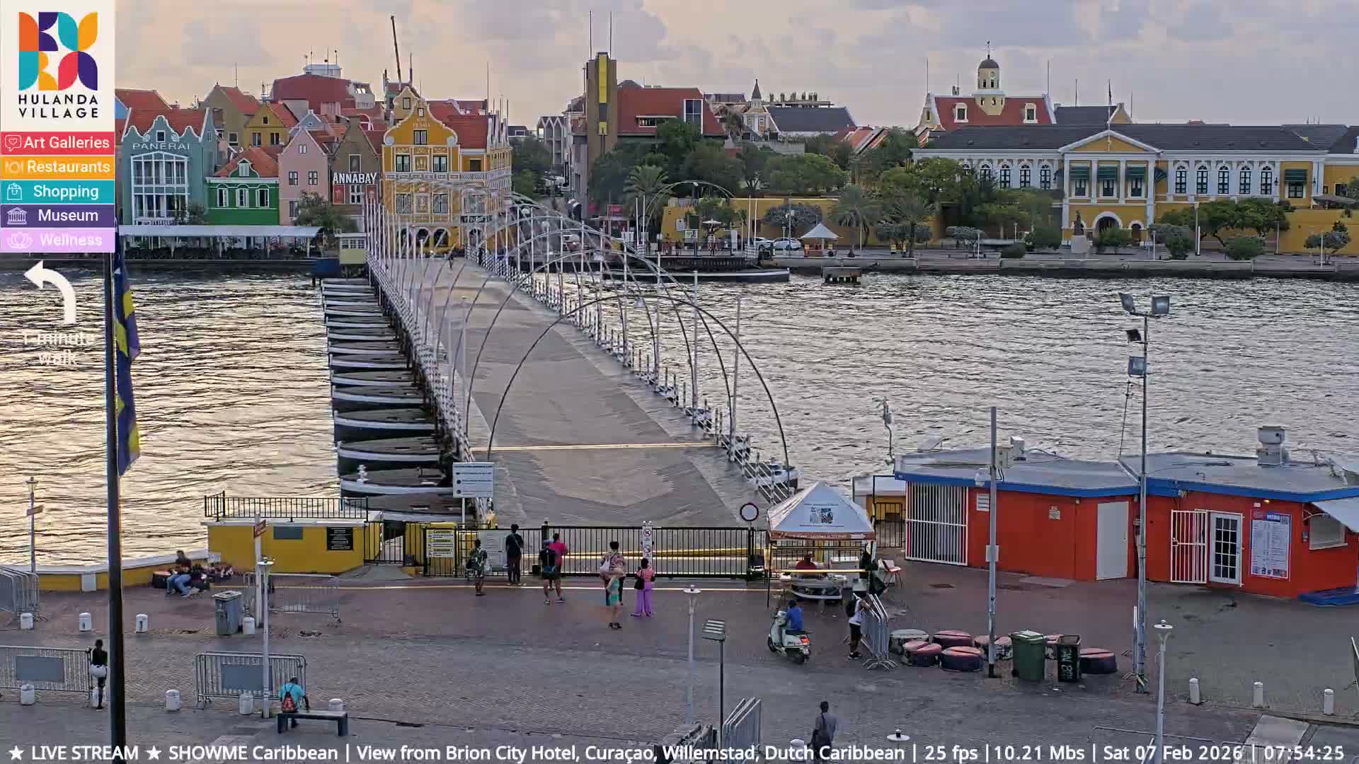 Willemstad City & The  Old Swinging  Bridge/ Queen Emma Bridge Live Cam -  Willemstad, Curacao, Netherland