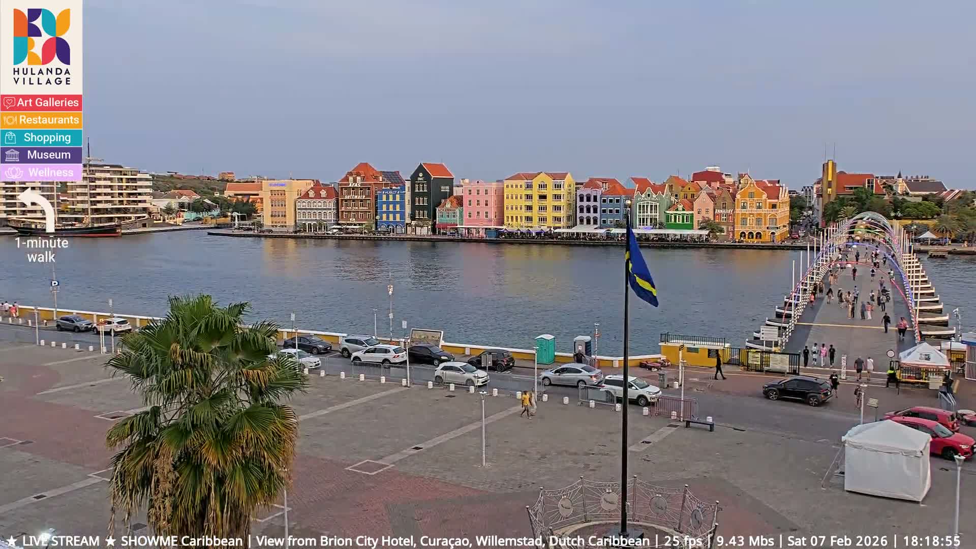 Willemstad City & The  Old Swinging  Bridge/ Queen Emma Bridge Live Cam -  Willemstad, Curacao, Netherland