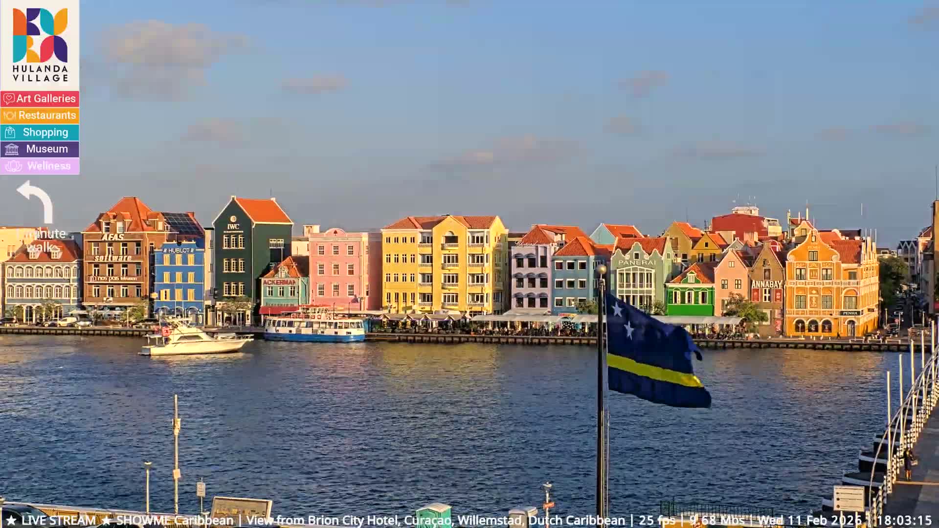 Willemstad City & The  Old Swinging  Bridge/ Queen Emma Bridge Live Cam -  Willemstad, Curacao, Netherland
