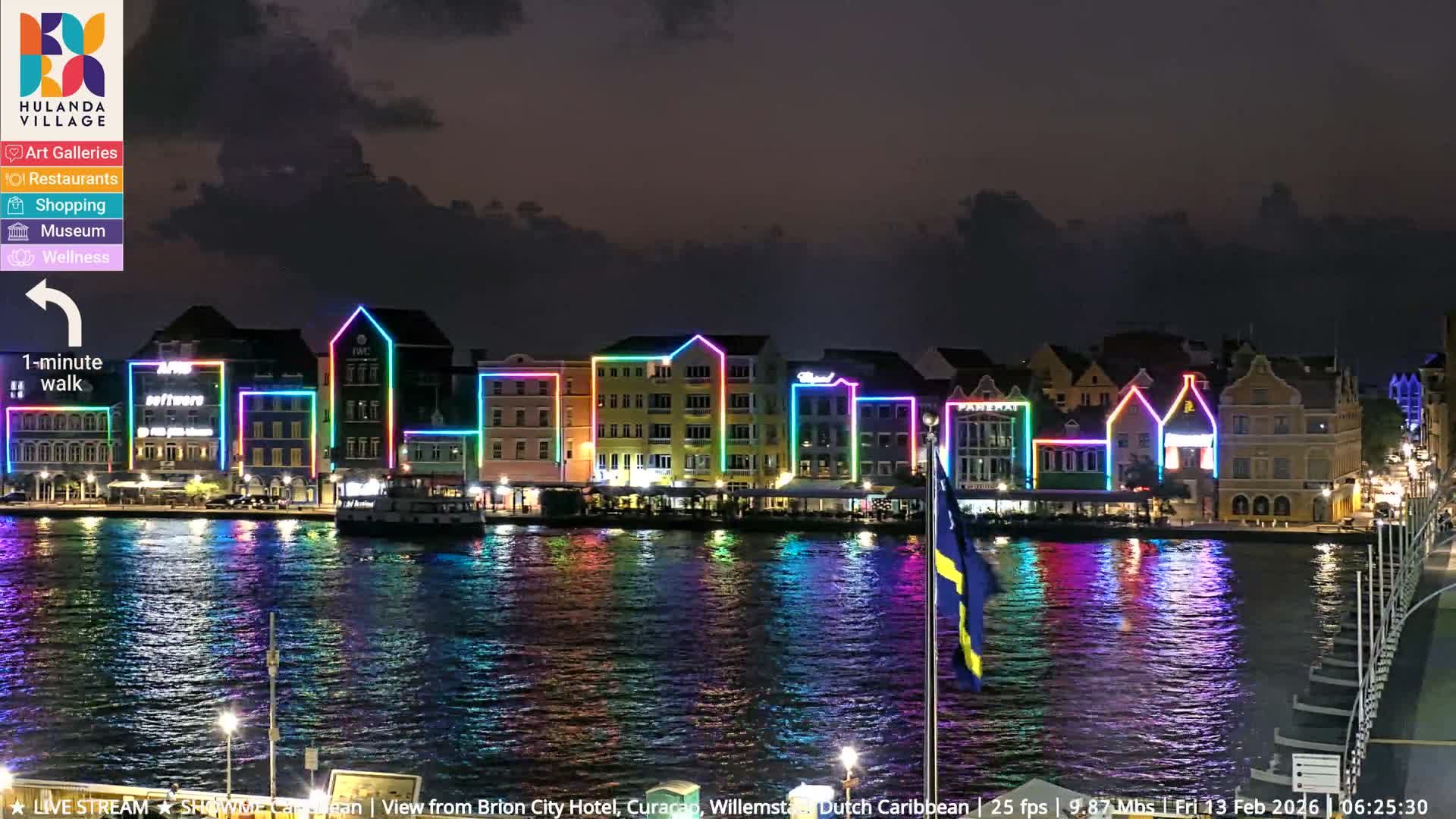 Willemstad City & The  Old Swinging  Bridge/ Queen Emma Bridge Live Cam -  Willemstad, Curacao, Netherland