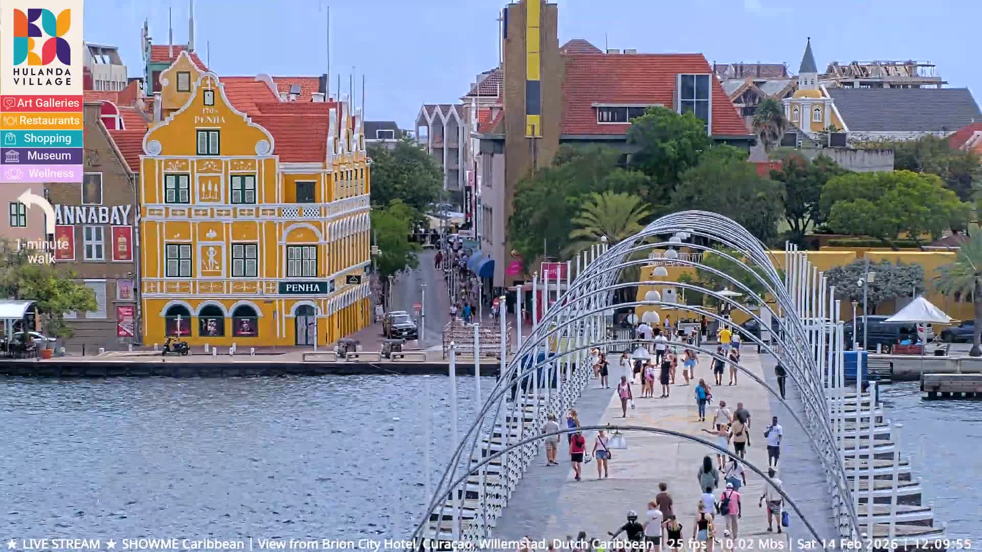 Willemstad City & The  Old Swinging  Bridge/ Queen Emma Bridge Live Cam -  Willemstad, Curacao, Netherland