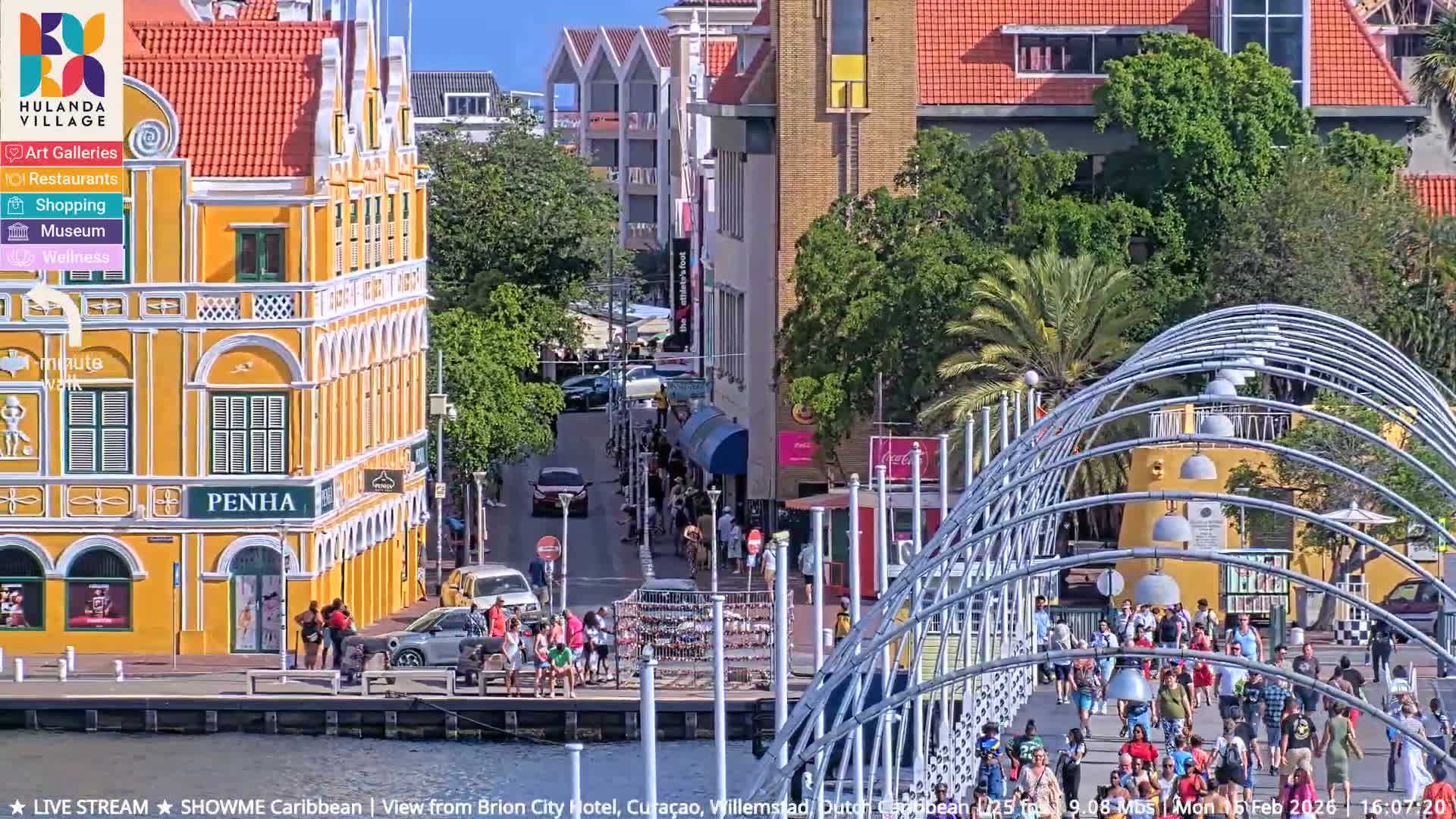 Willemstad City & The  Old Swinging  Bridge/ Queen Emma Bridge Live Cam -  Willemstad, Curacao, Netherland