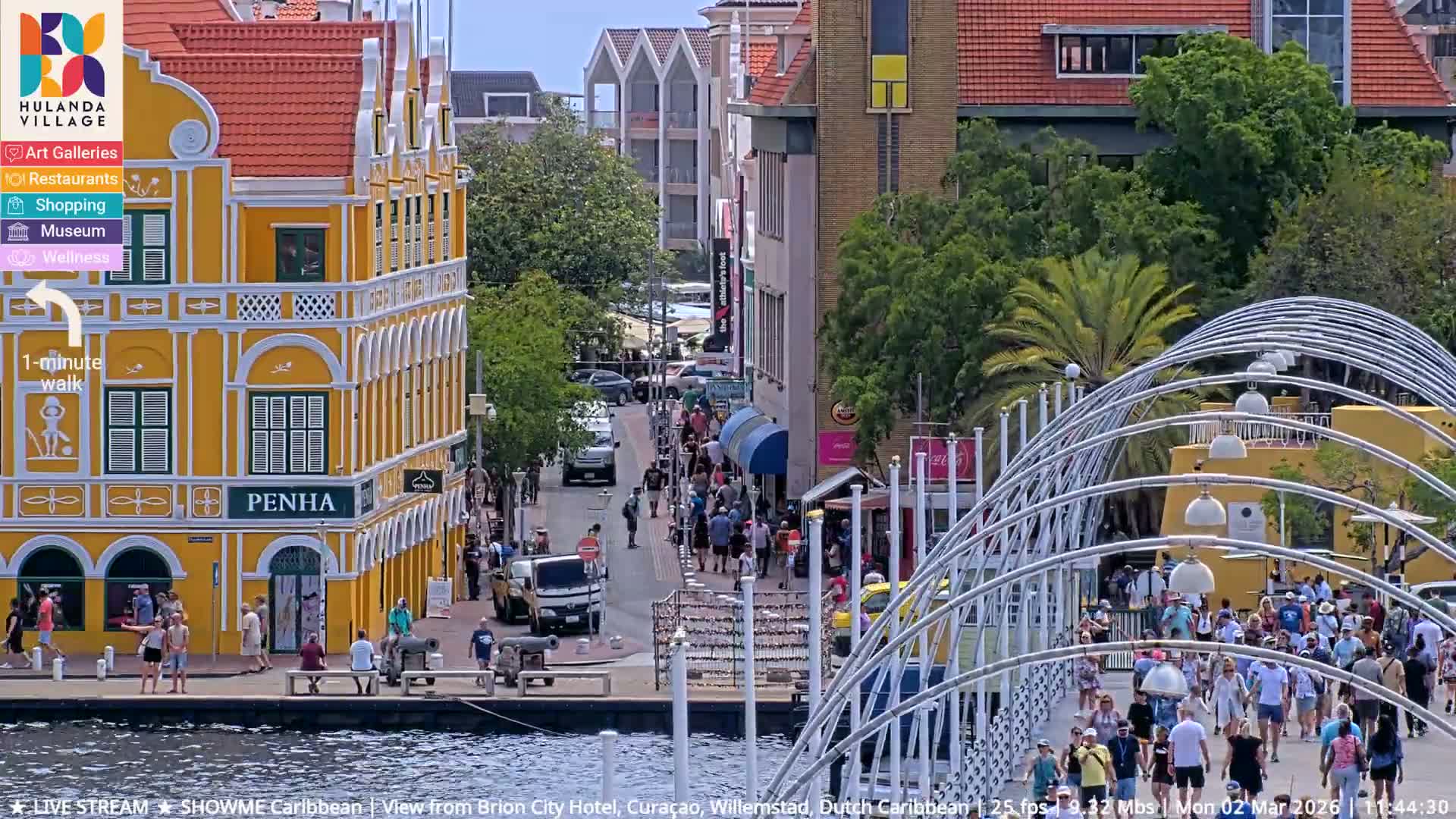 Willemstad City & The  Old Swinging  Bridge/ Queen Emma Bridge Live Cam -  Willemstad, Curacao, Netherland