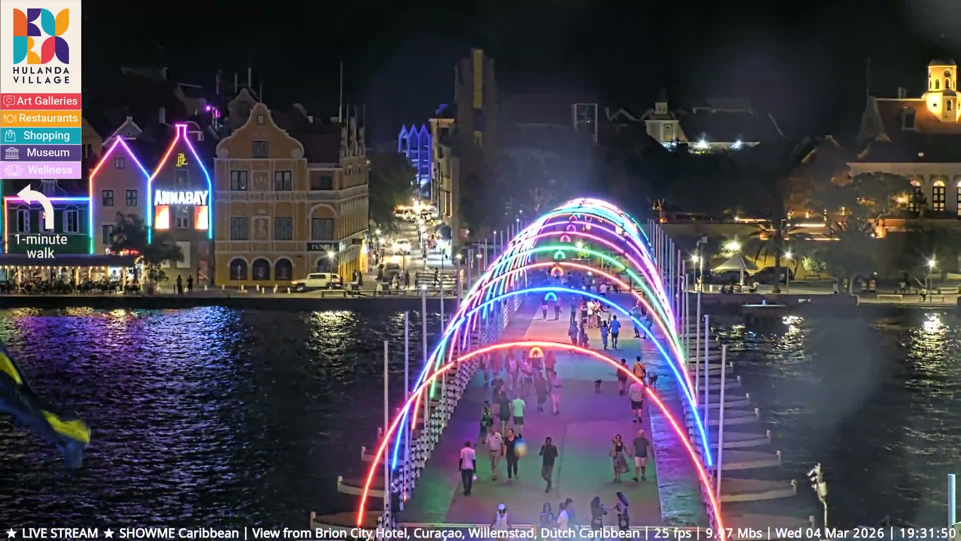 Willemstad City & The  Old Swinging  Bridge/ Queen Emma Bridge Live Cam -  Willemstad, Curacao, Netherland