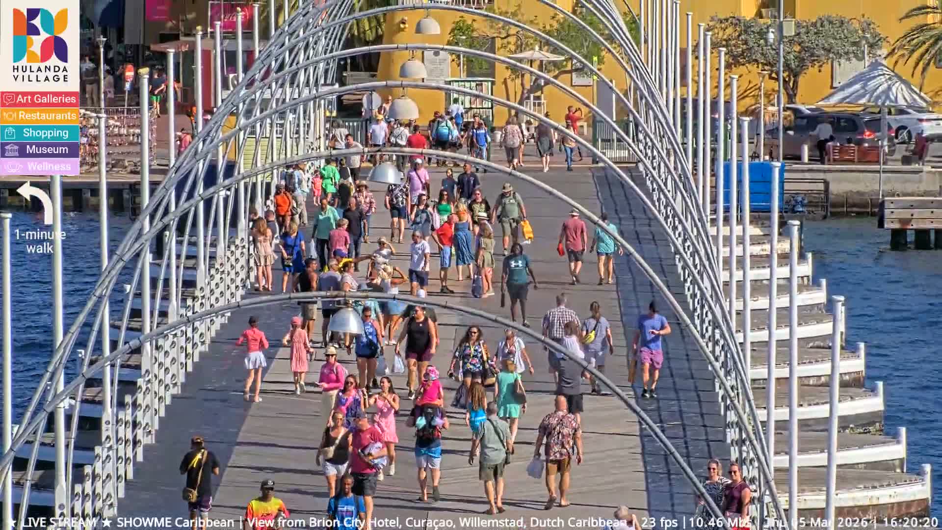 Willemstad City & The  Old Swinging  Bridge/ Queen Emma Bridge Live Cam -  Willemstad, Curacao, Netherland