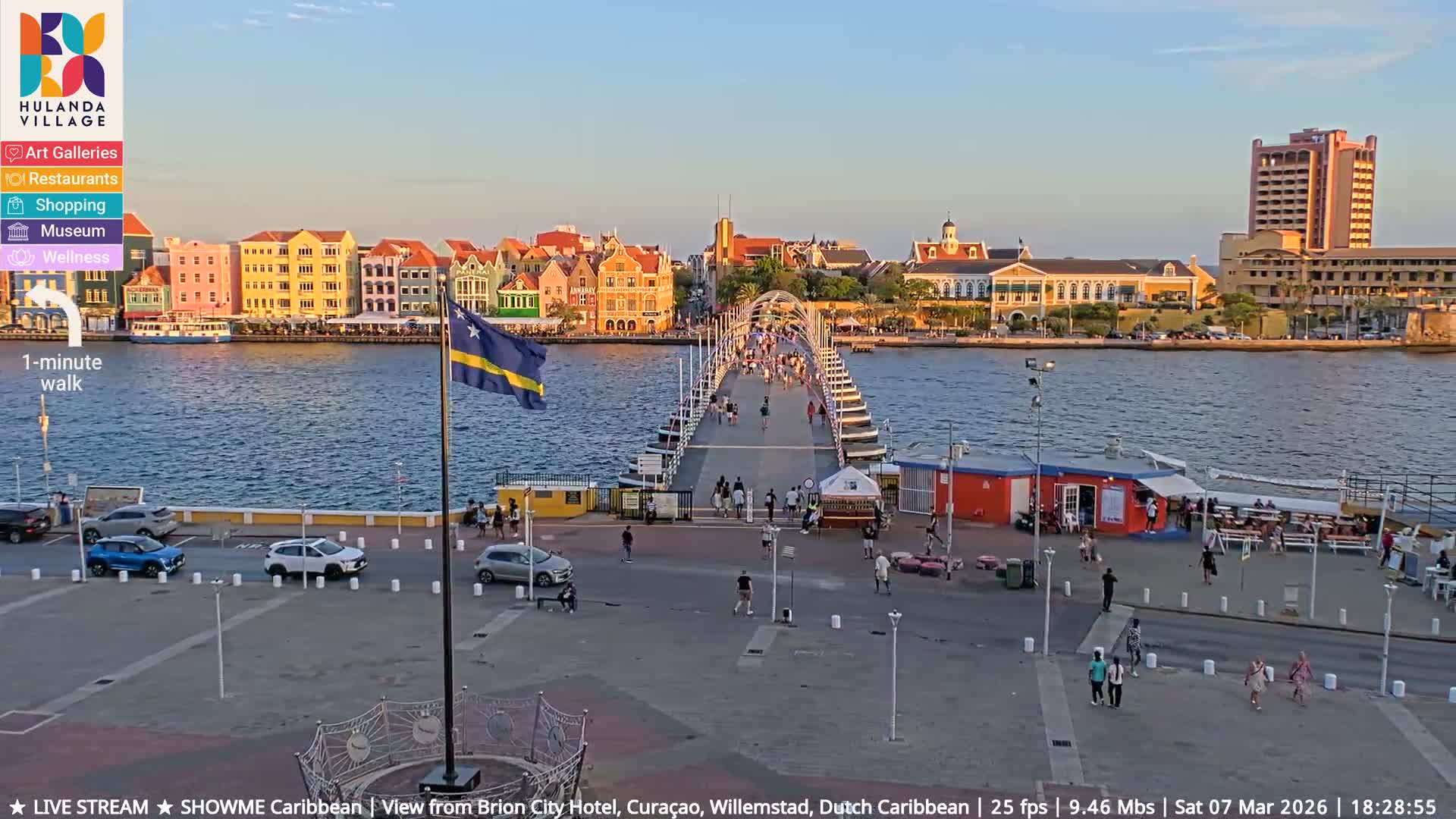 Willemstad City & The  Old Swinging  Bridge/ Queen Emma Bridge Live Cam -  Willemstad, Curacao, Netherland